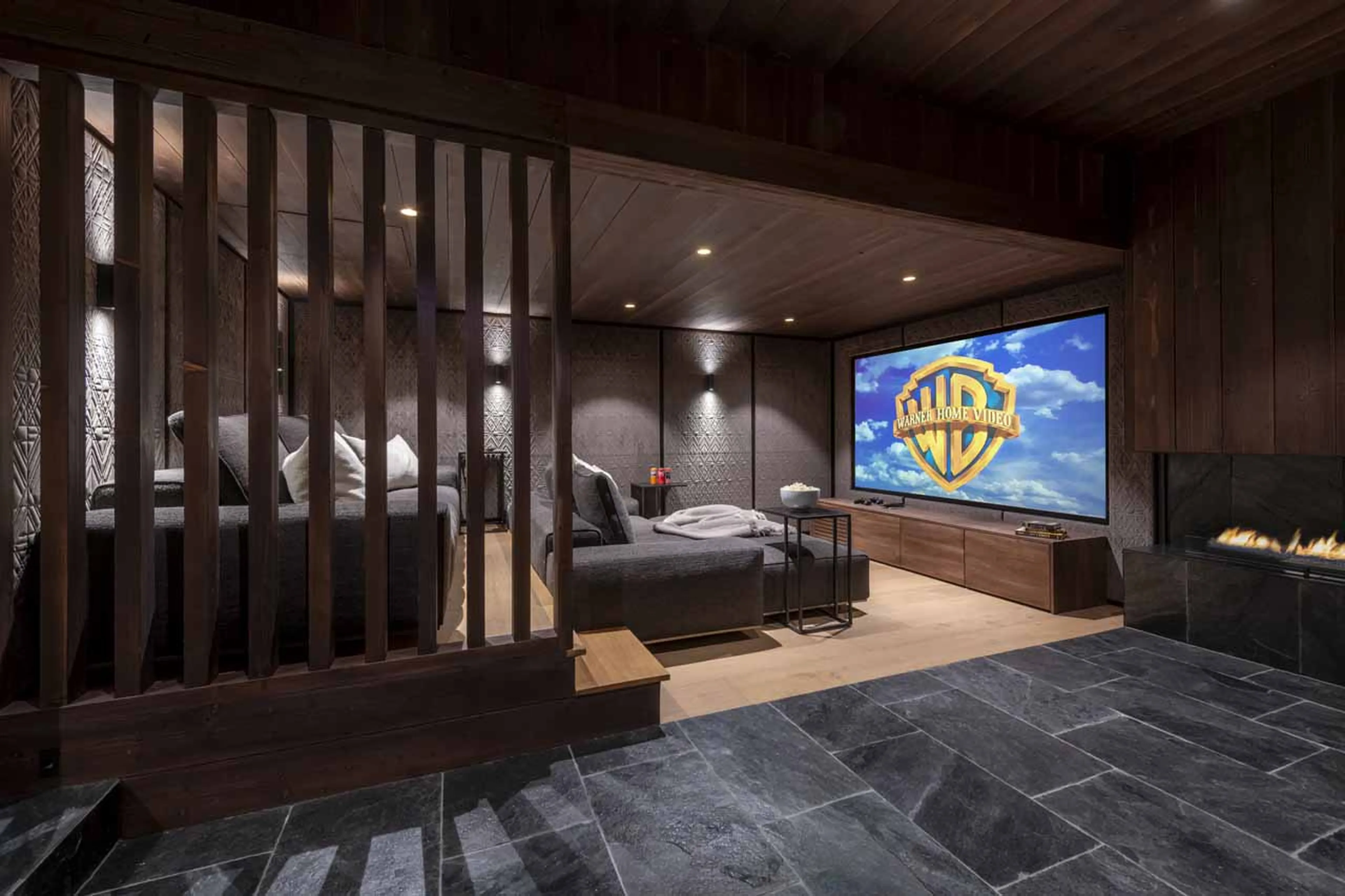 Cinema screen at Chalet Avalon in Les Gets