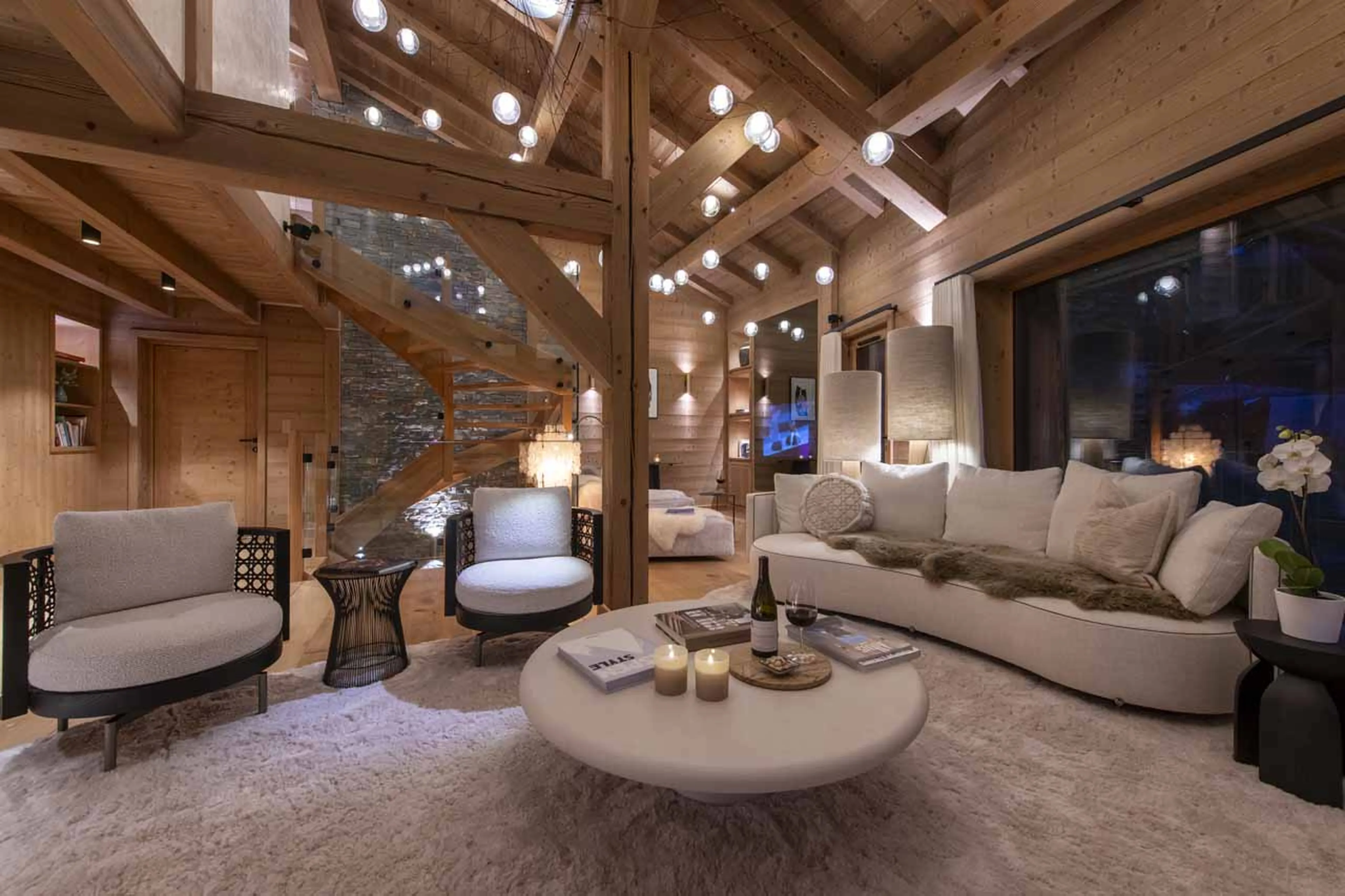 Living area lighting at Chalet Avalon in Les Gets
