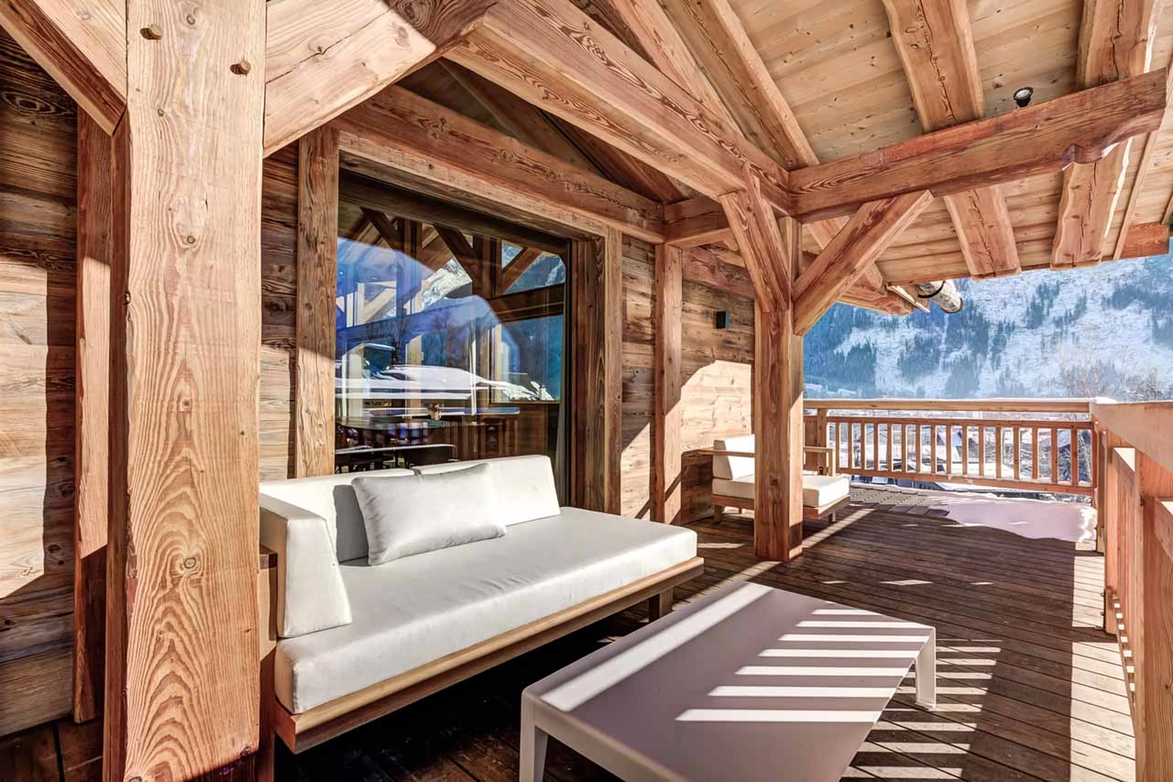 Terrace seating at Chalet Azurite in Chamonix