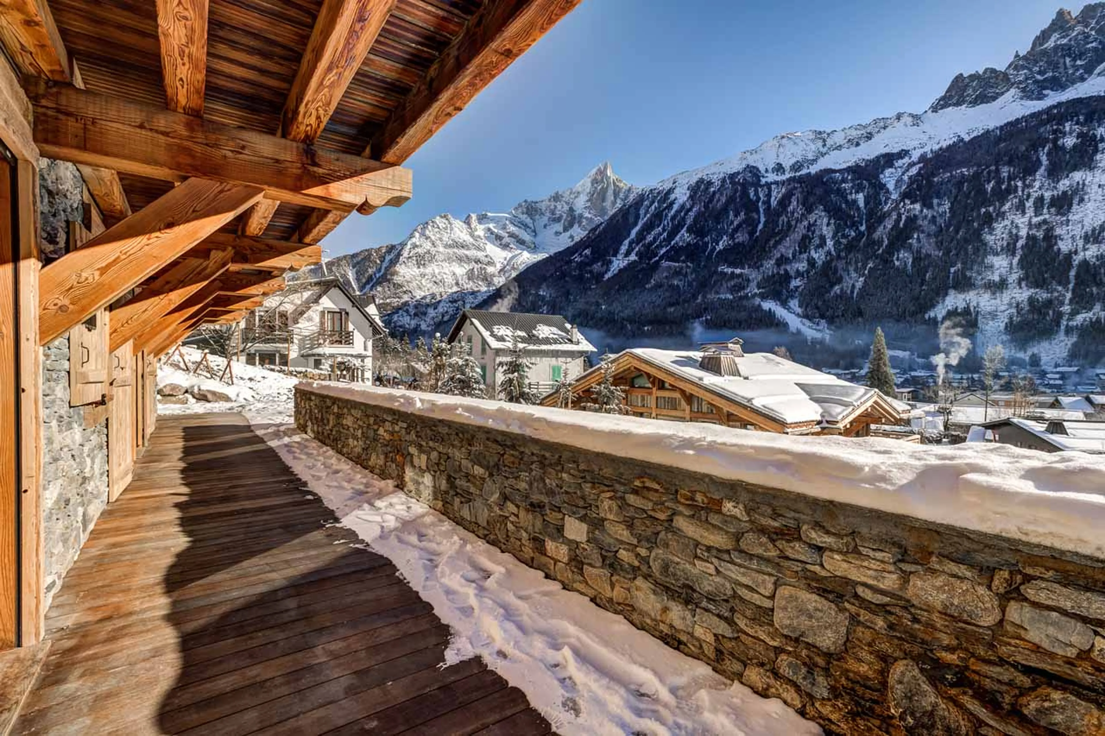 Views from the terrace at Chalet Azurite in Chamonix