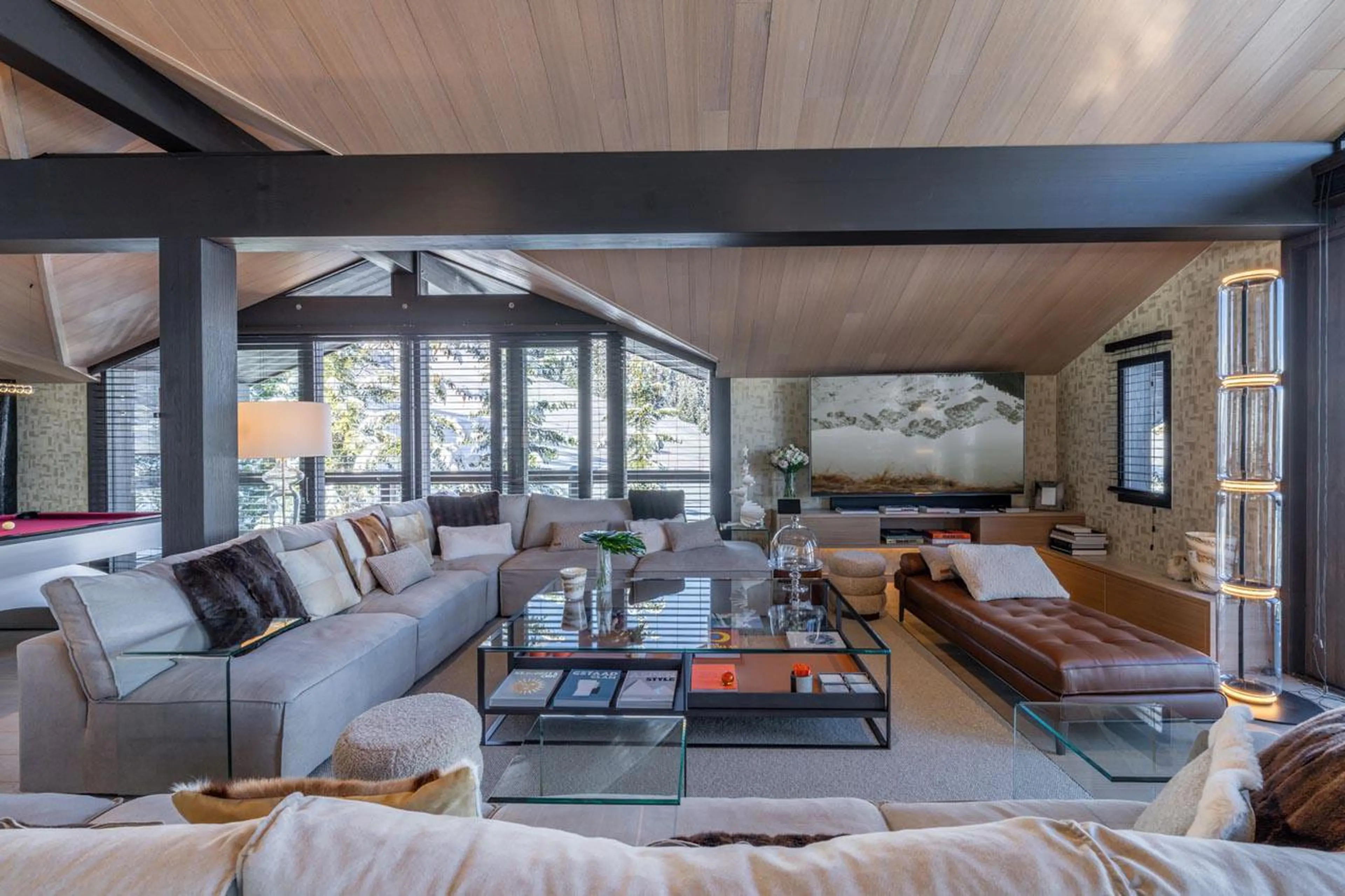 Comfortable and modern sofa area at Chalet B in Courchevel 1850