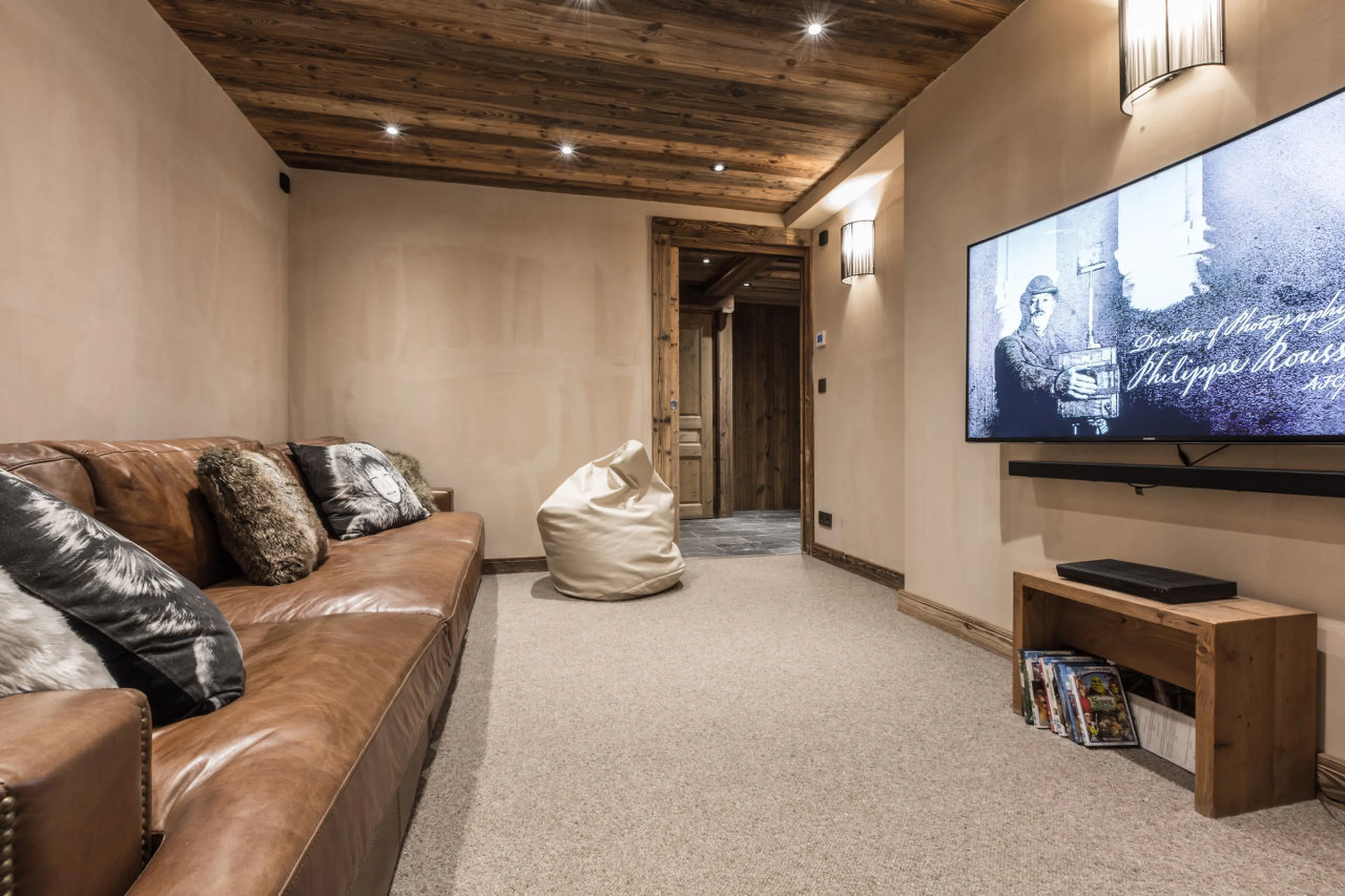 Cinema room at Chalet Baby Bear in Chamonix