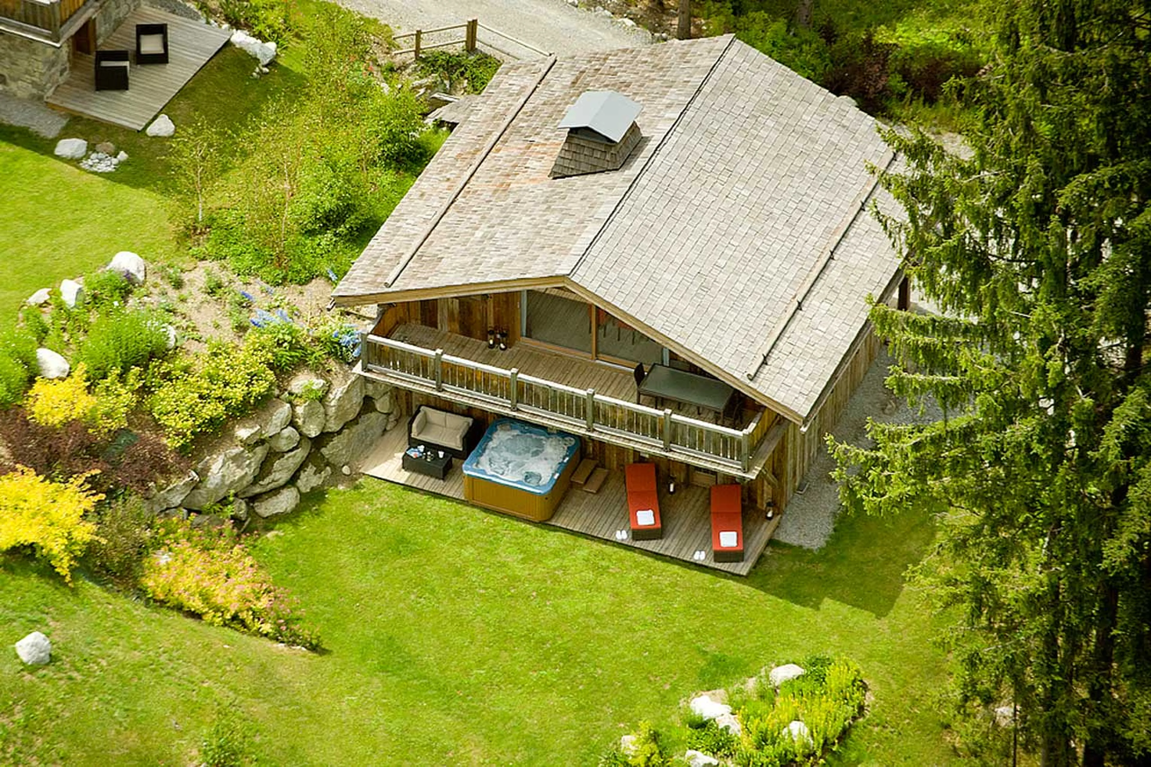 Aerial view of Chalet Baby Bear in Chamonix