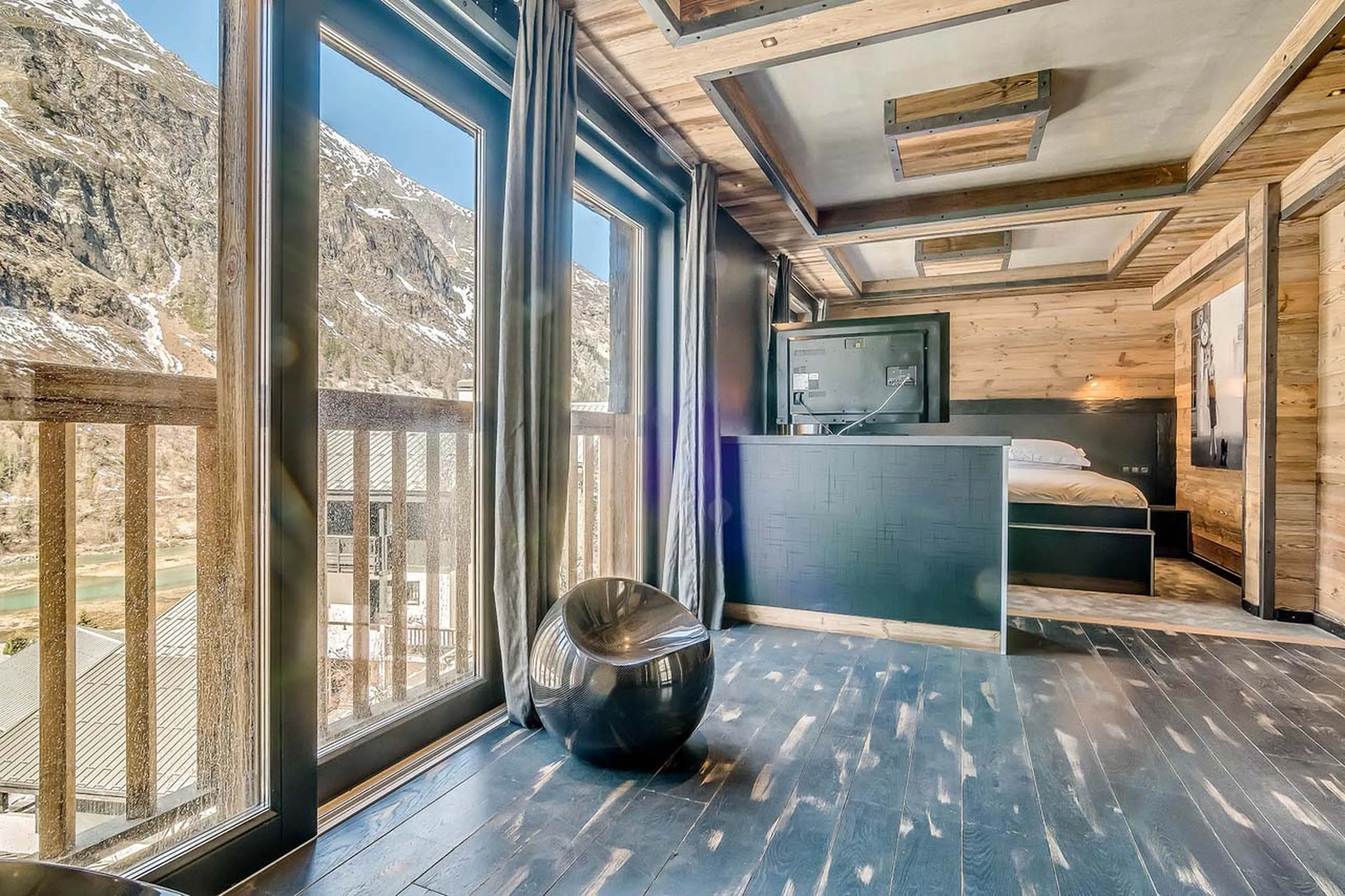 Mountain views from bedroom two at Chalet Babylon in Tignes