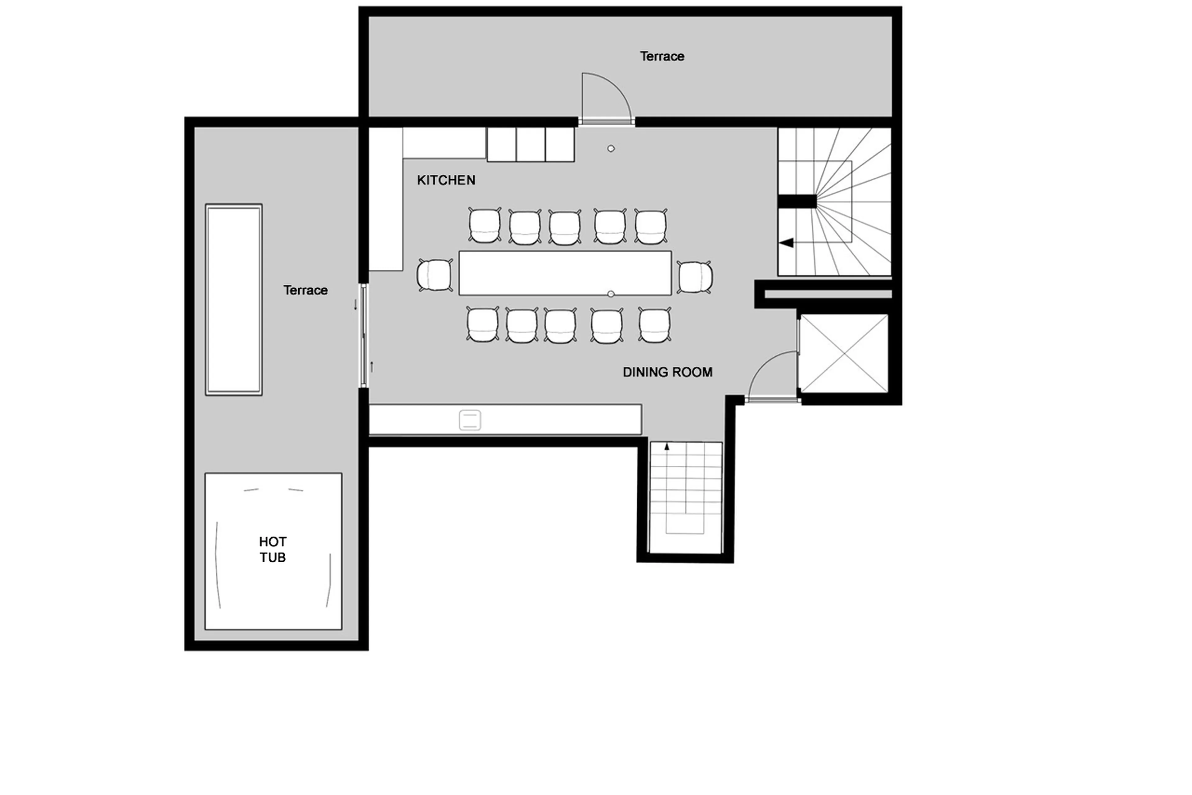 Level 0 floor plan of Chalet Babylon in Tignes