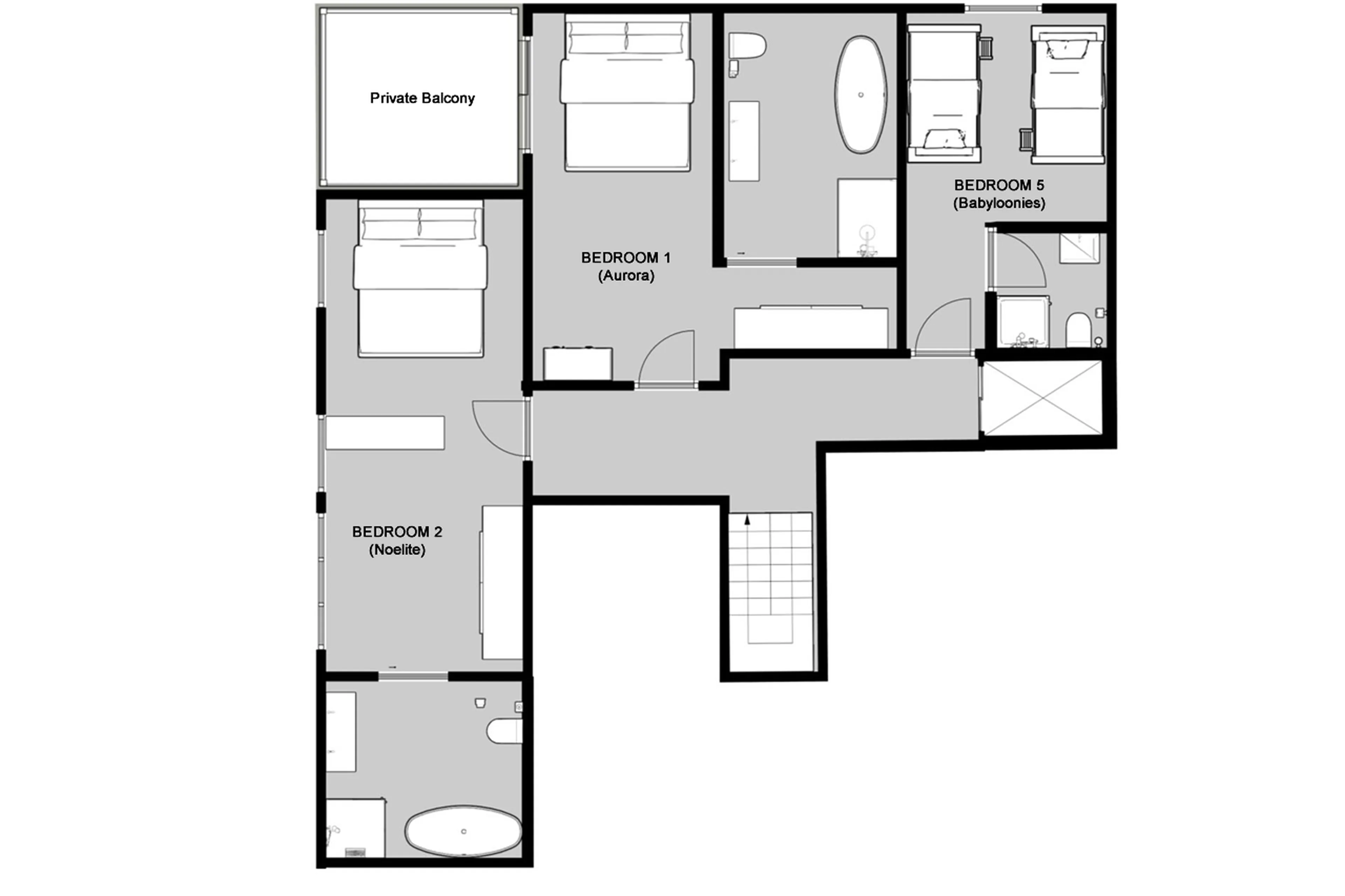 Level -1 floor plan of Chalet Babylon in Tignes