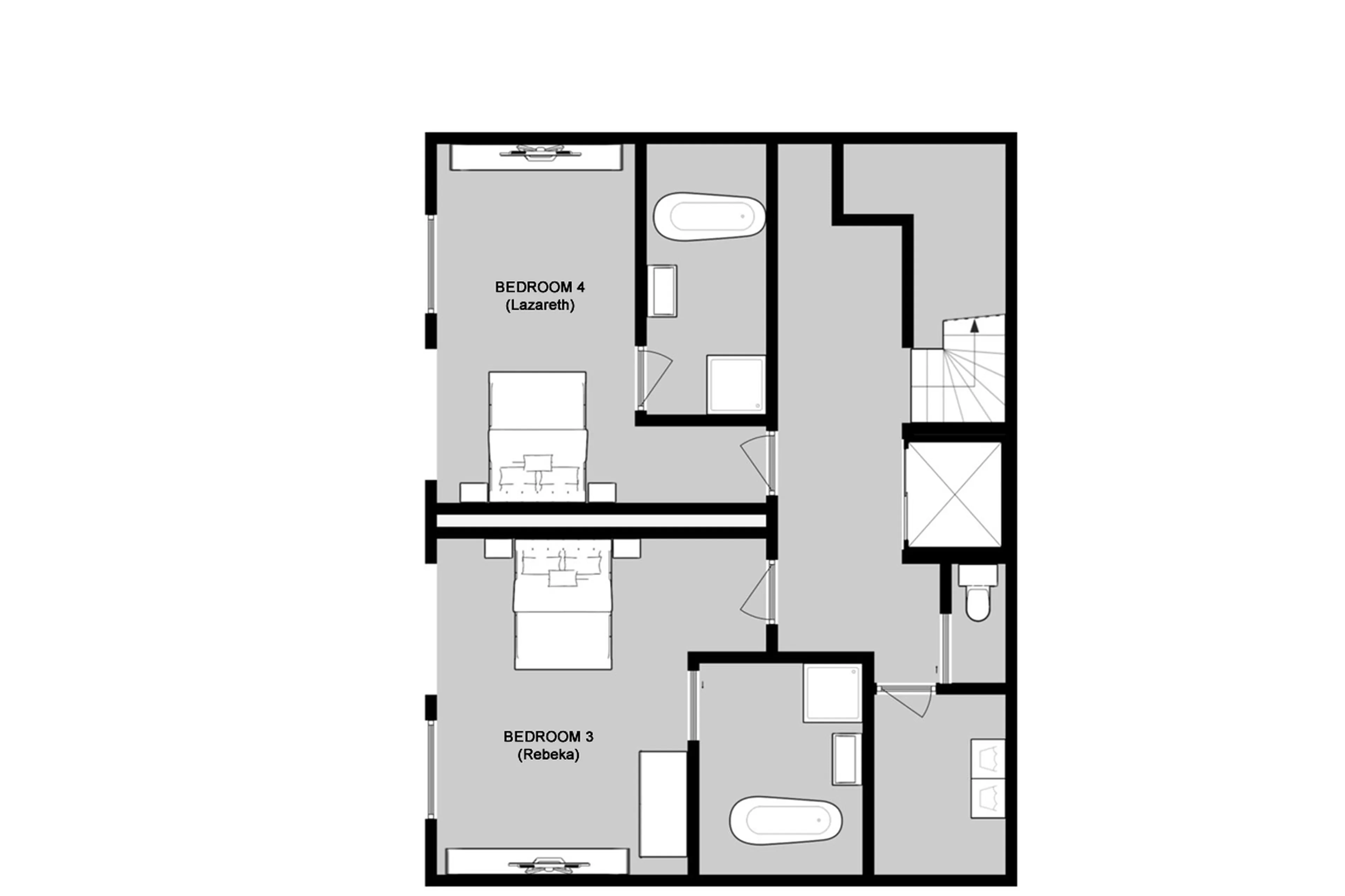 Level 2 floor plan of Chalet Babylon in Tignes