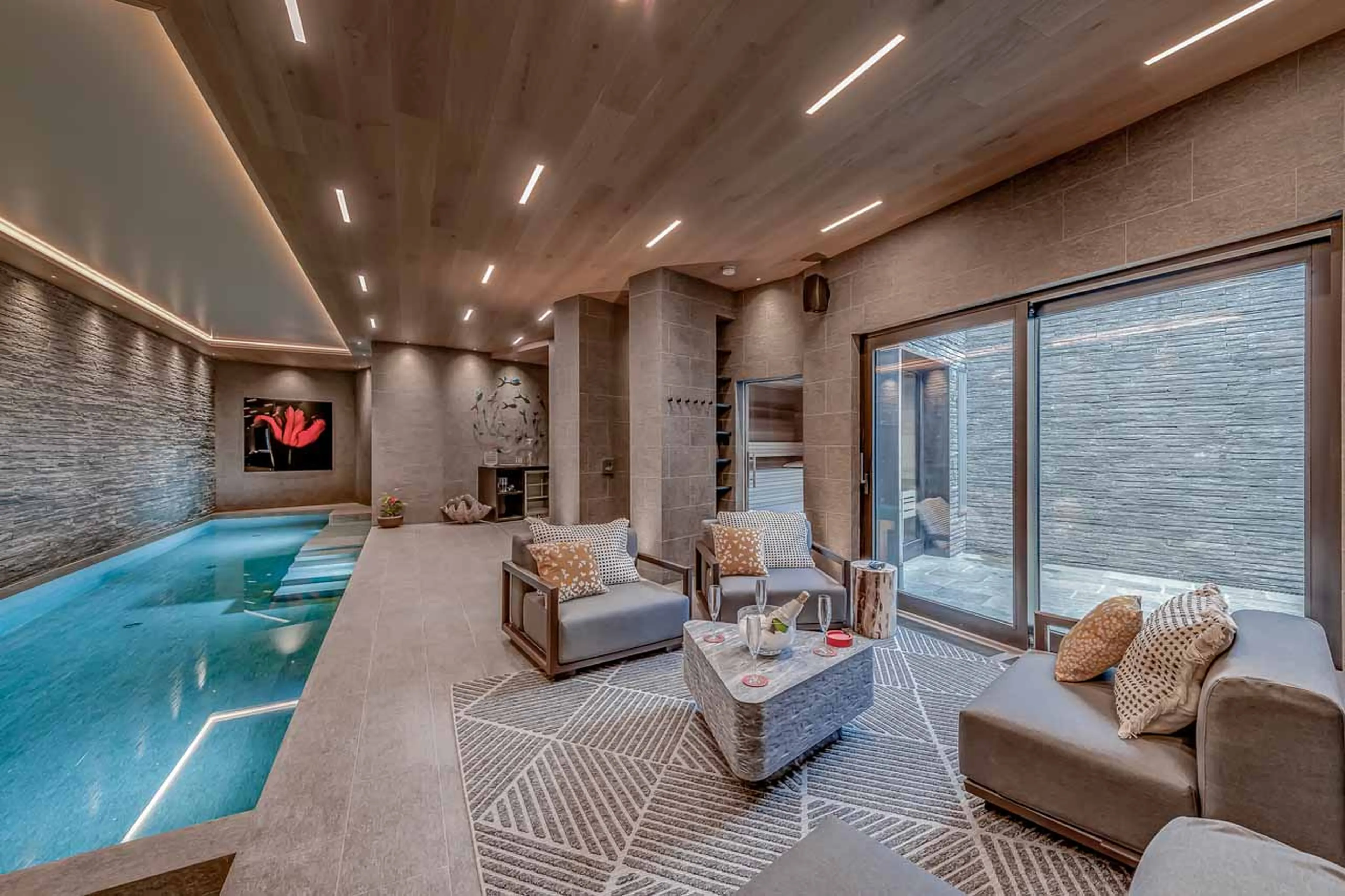 Spa relaxation area at Chalet Bacchus in Courchevel 1650