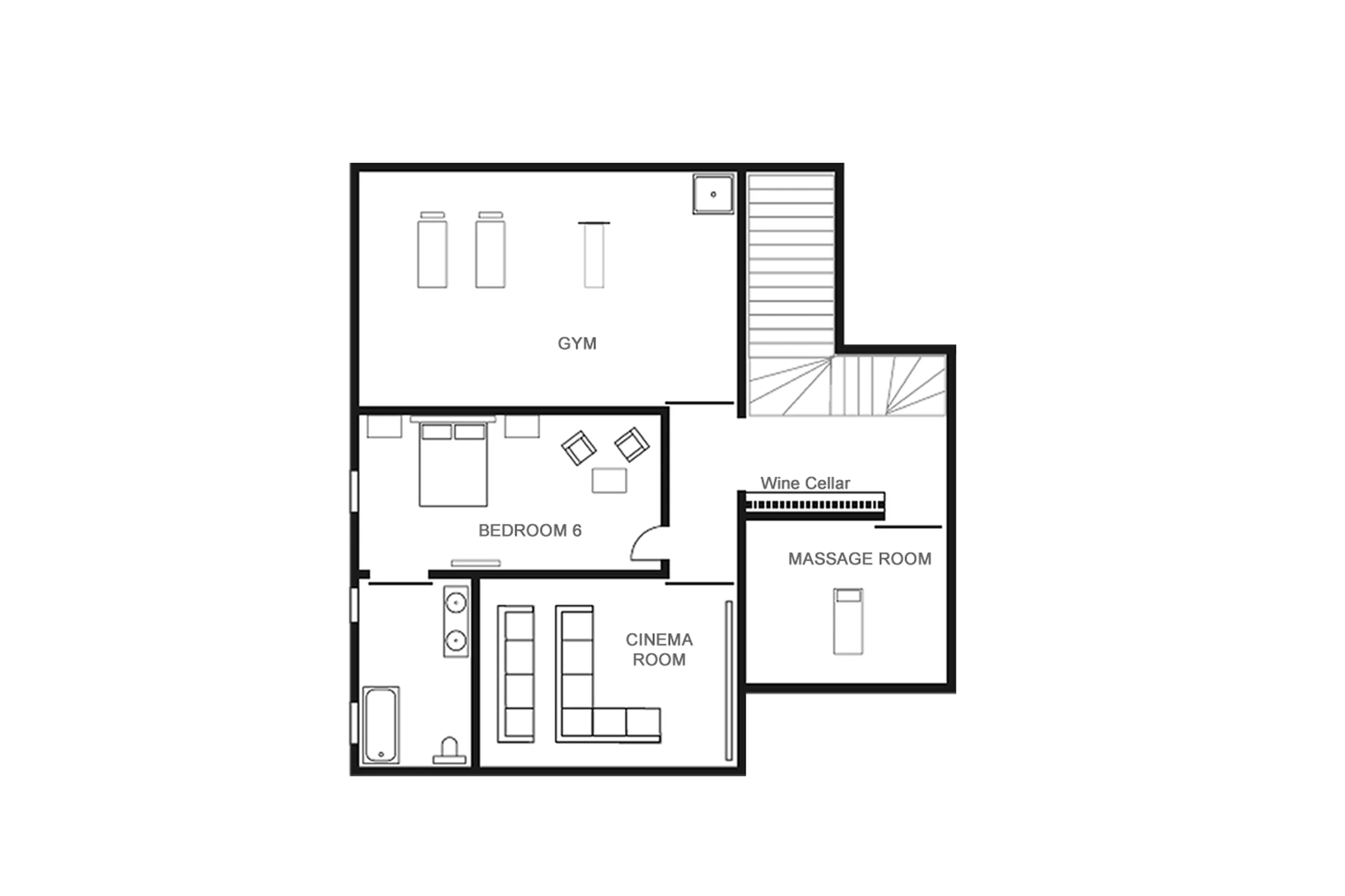 Level -1 floor plan of Chalet Baloo in Chamonix
