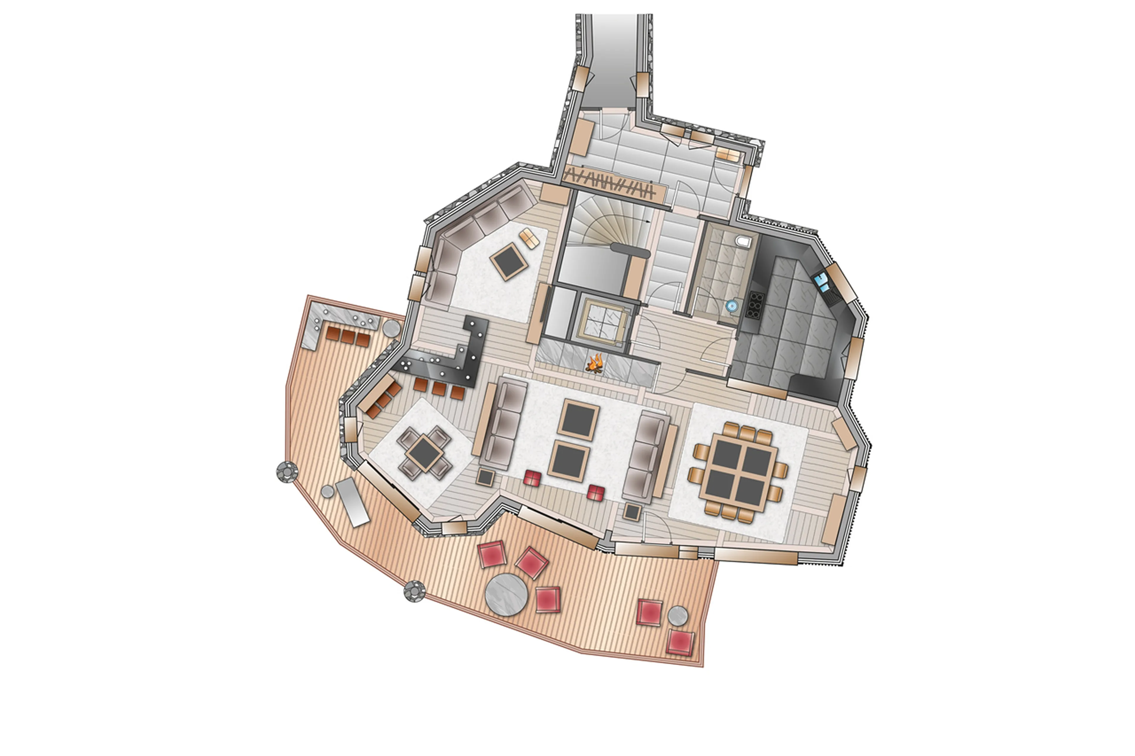 Level 0 floor plan of Chalet Baltoro in Courchevel 1850