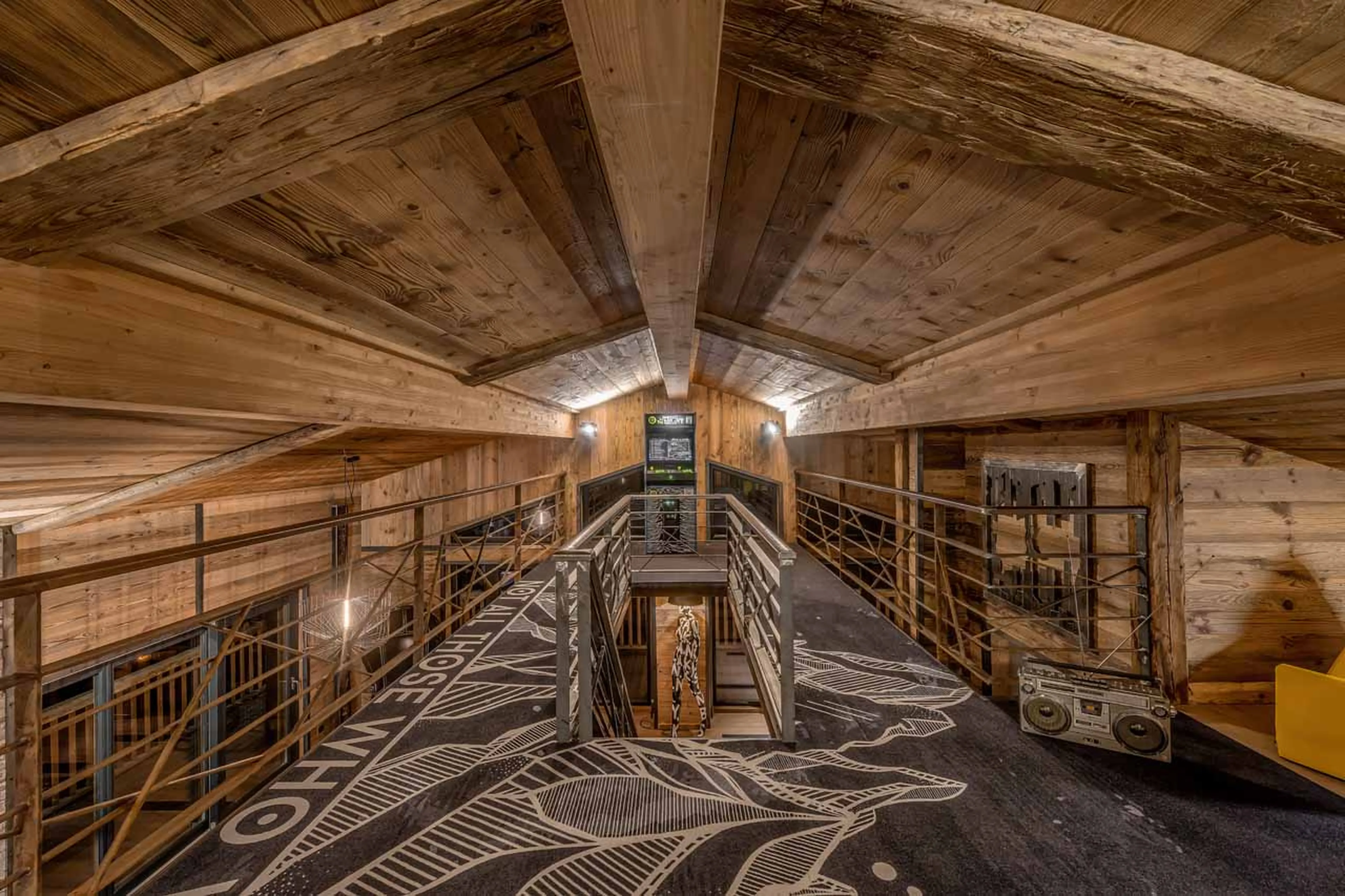 Mezzanine games area at Chalet Banksy in Tignes