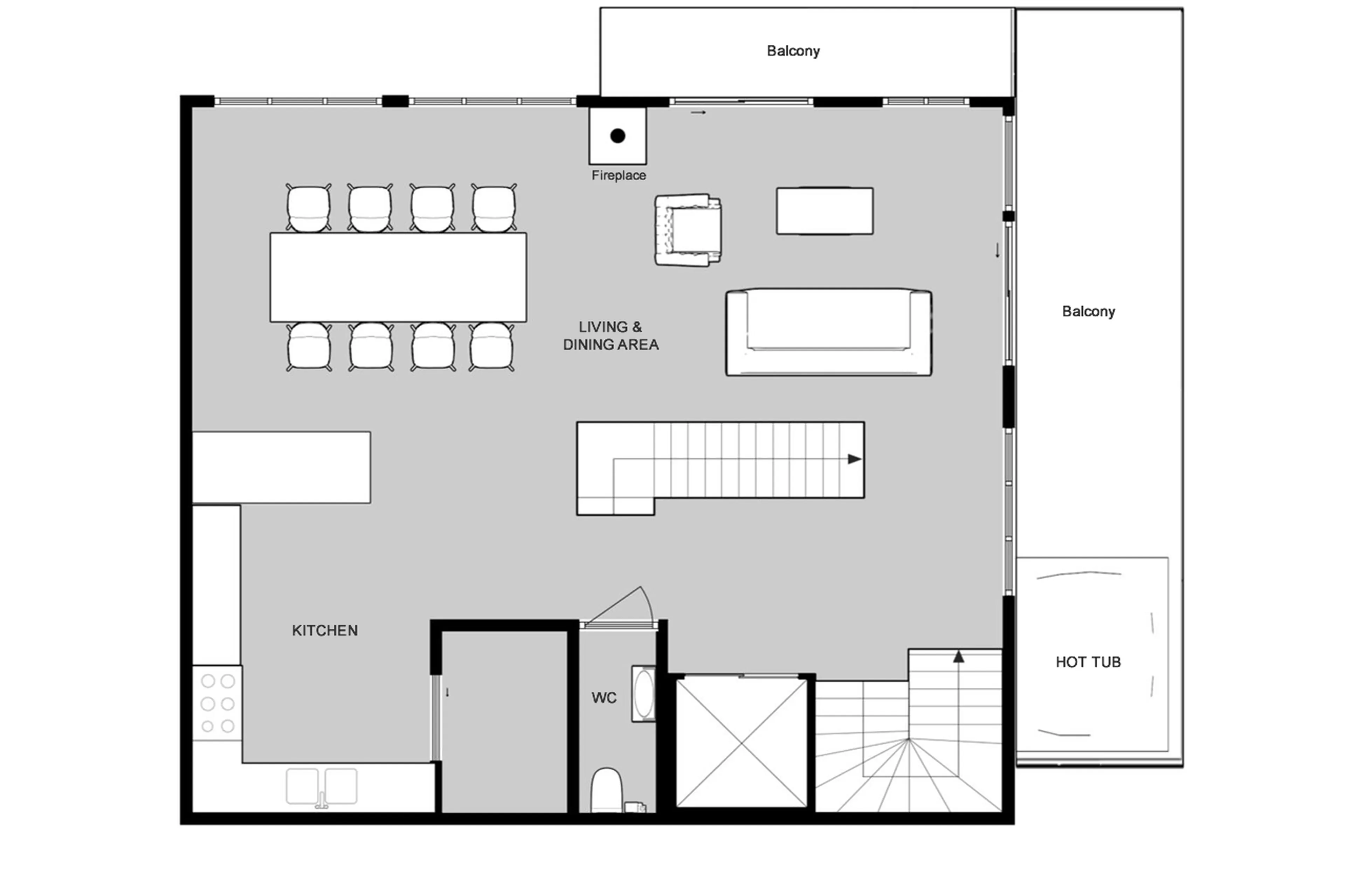 Level 3 floor plan of Chalet Banksy in Tignes