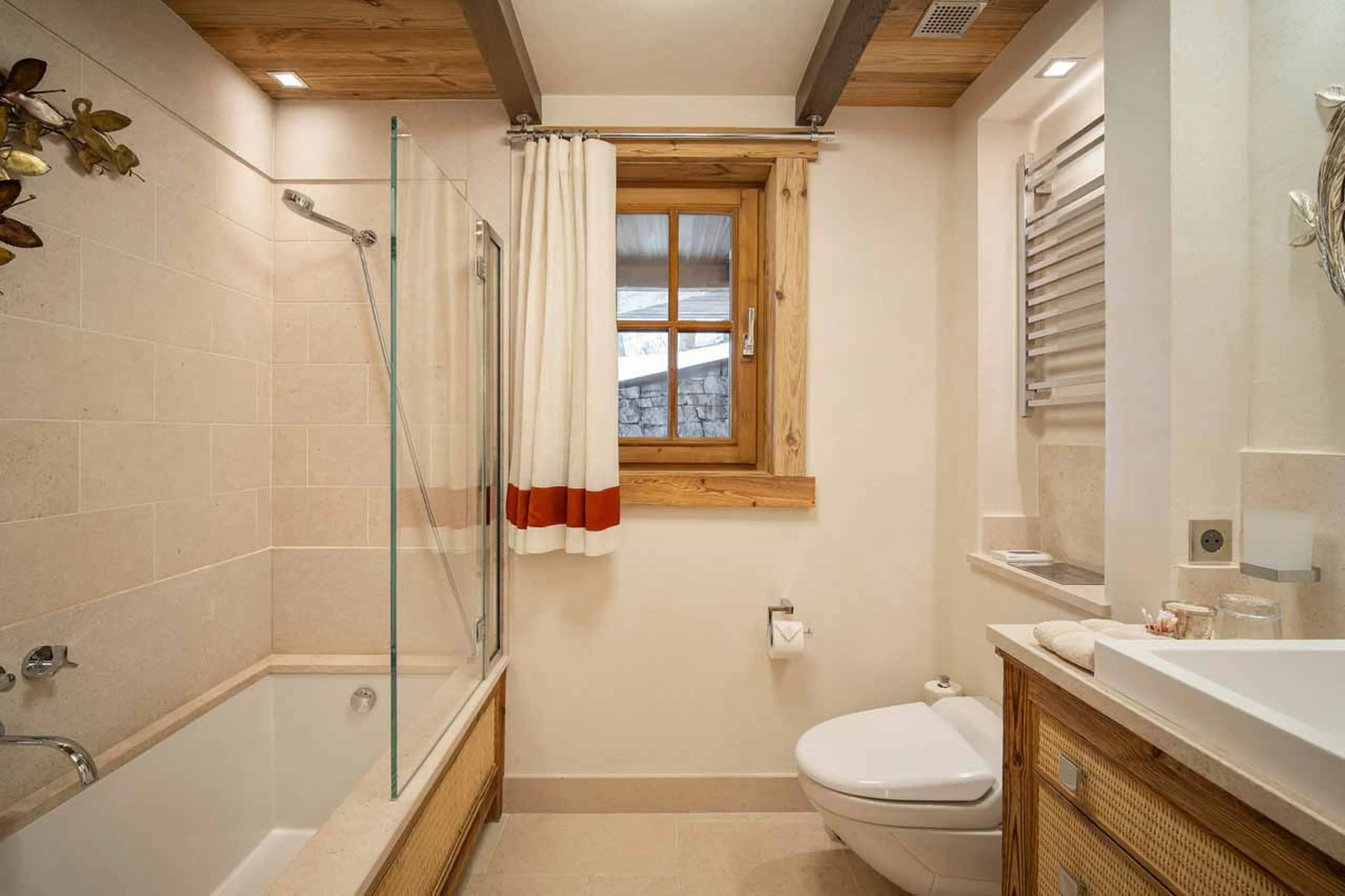 En suite bathroom in double bedroom of Chalet Les Bastidons  in Courchevel 1850