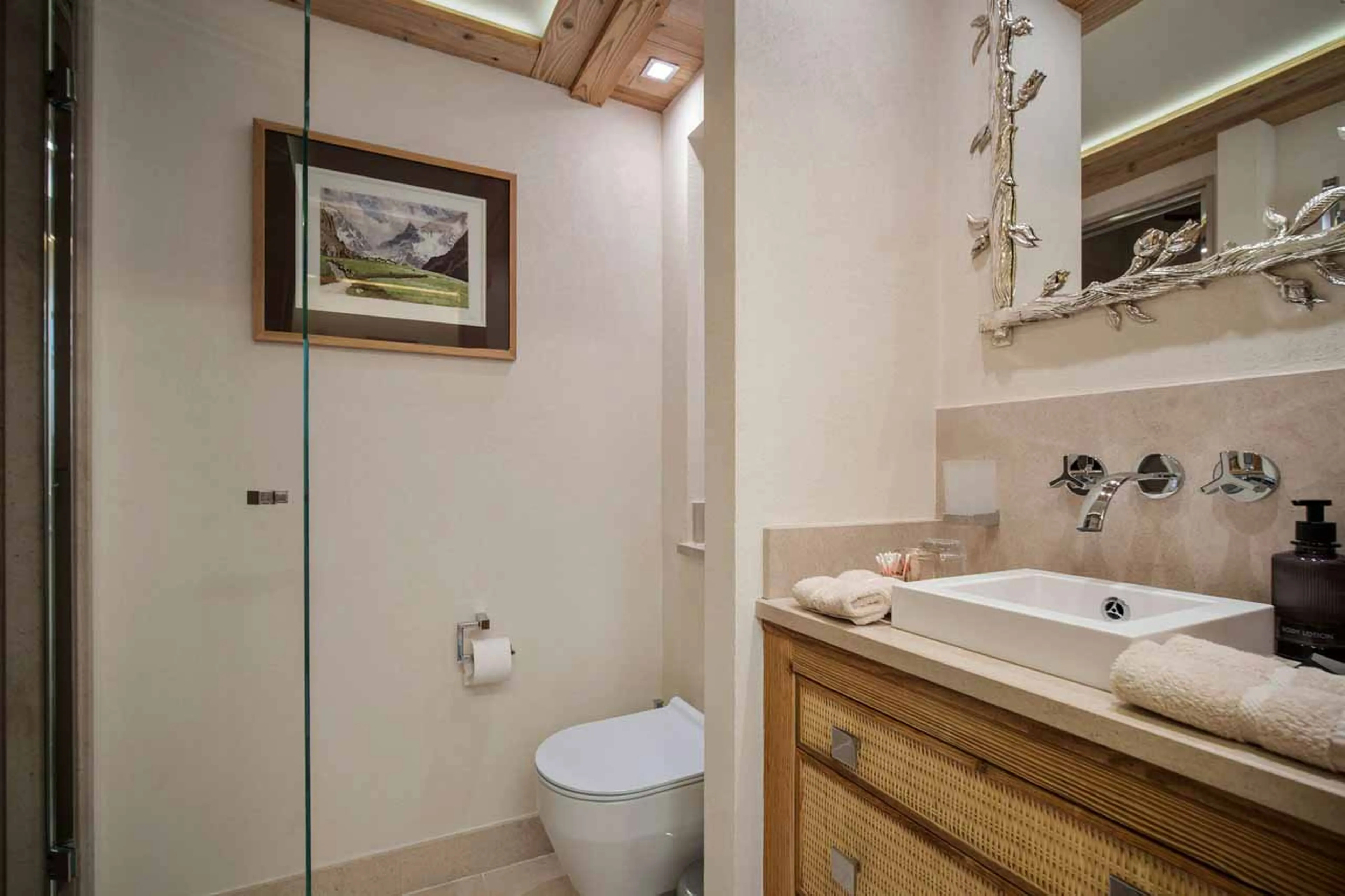 En suite shower room with single basin in Chalet Les Bastidons  in Courchevel 1850