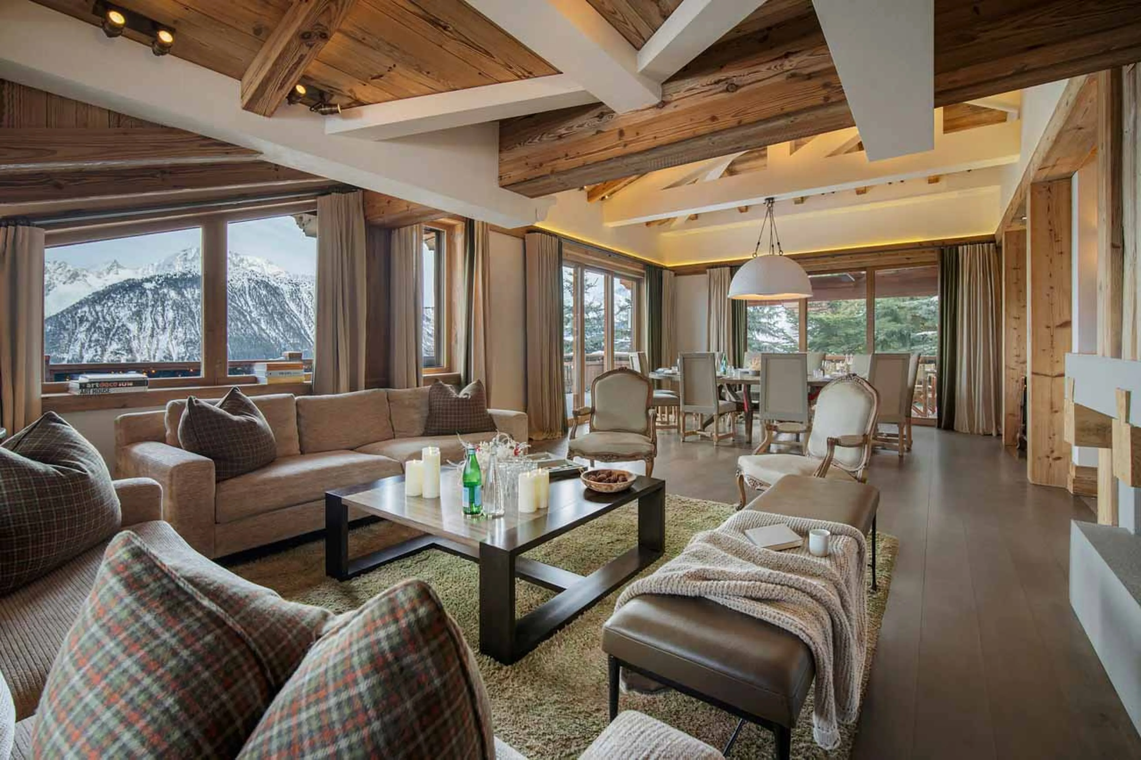 Fireplace in the living area of Chalet Les Bastidons  in Courchevel 1850