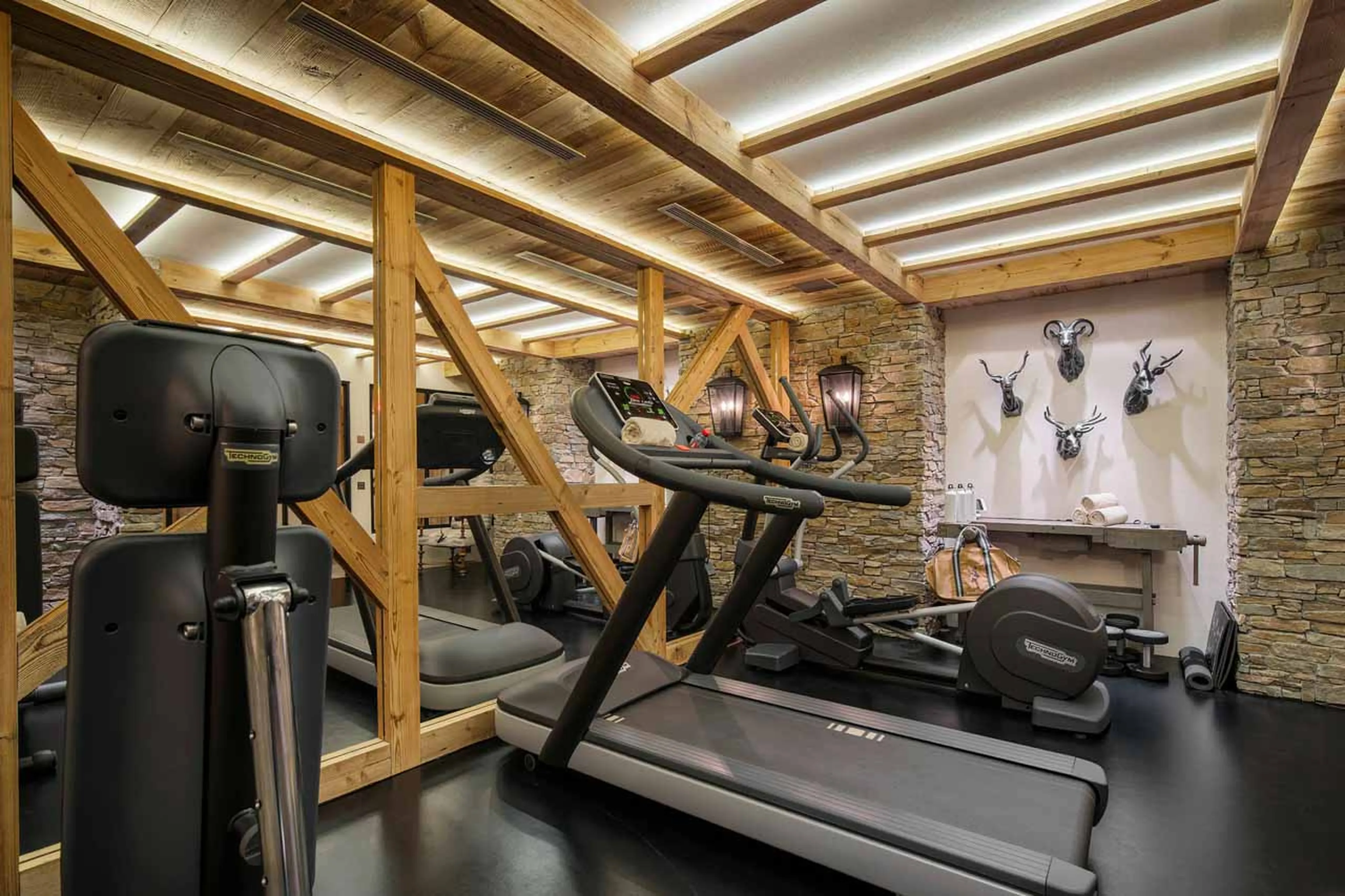 Fitness room in the wellness area of Chalet Les Bastidons  in Courchevel 1850