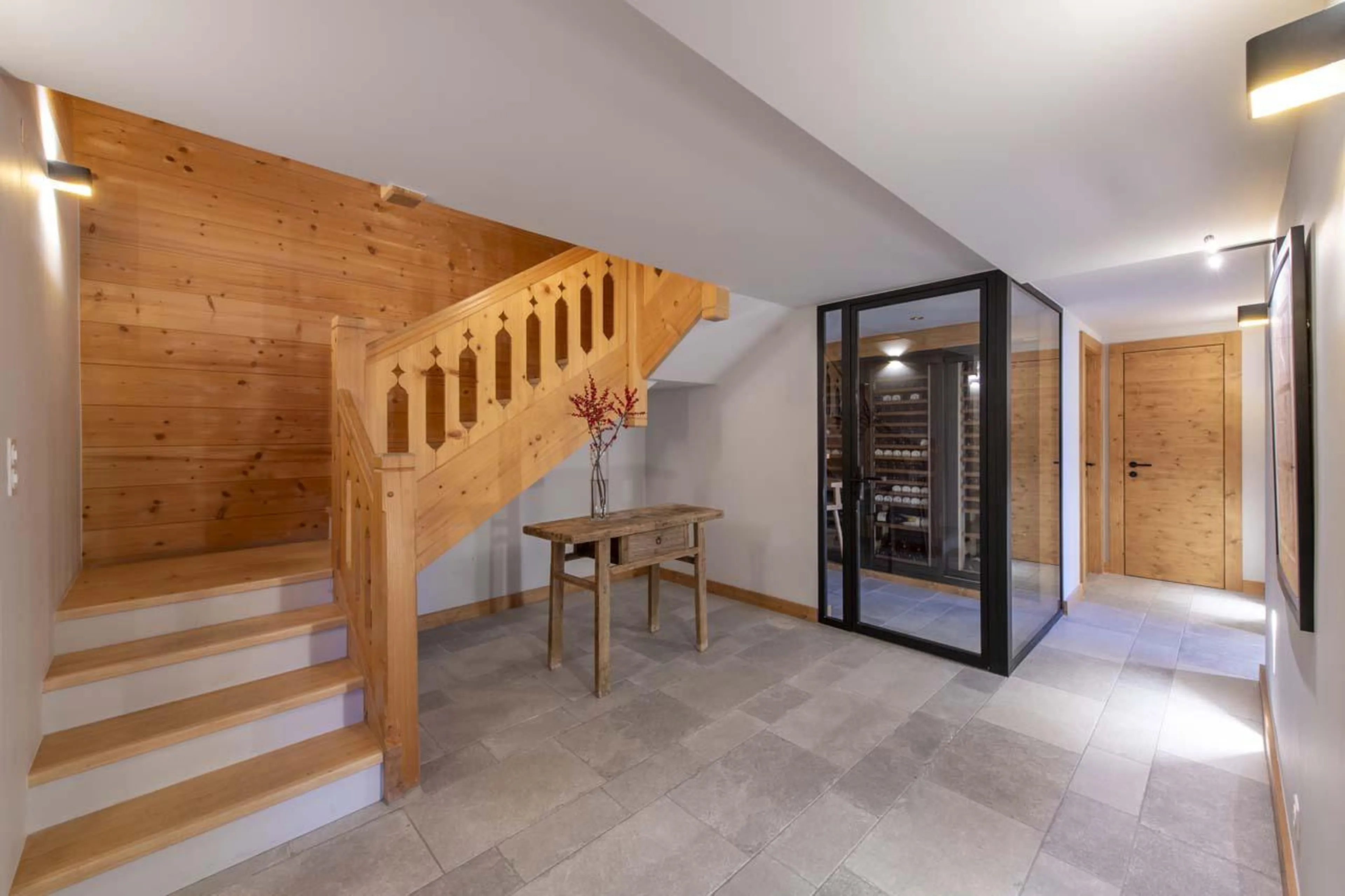 Wine cellar with own small bar at Chalet Bavaria in Verbier