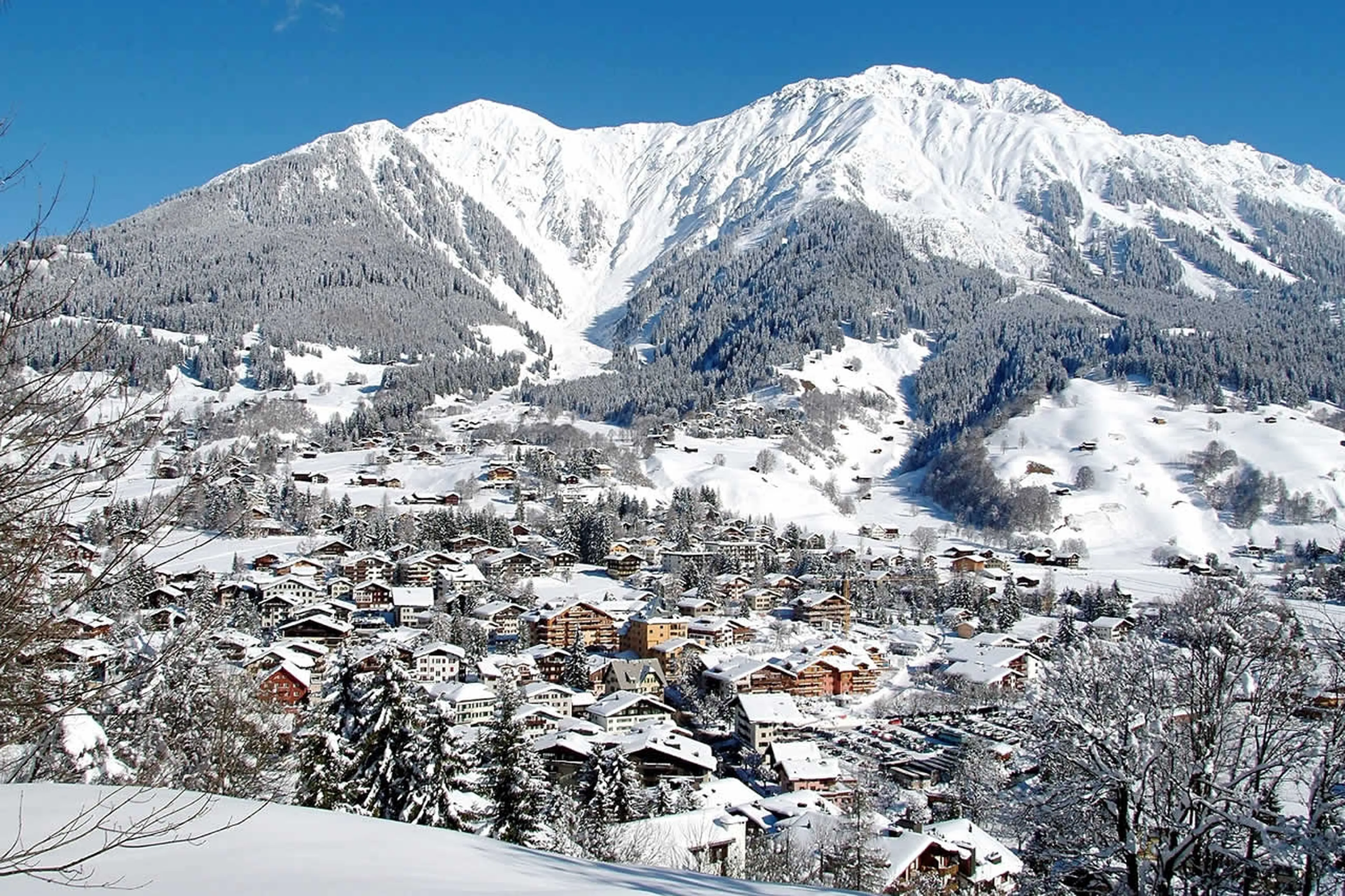 View over Klosters from a balcony of Chalet Bear
