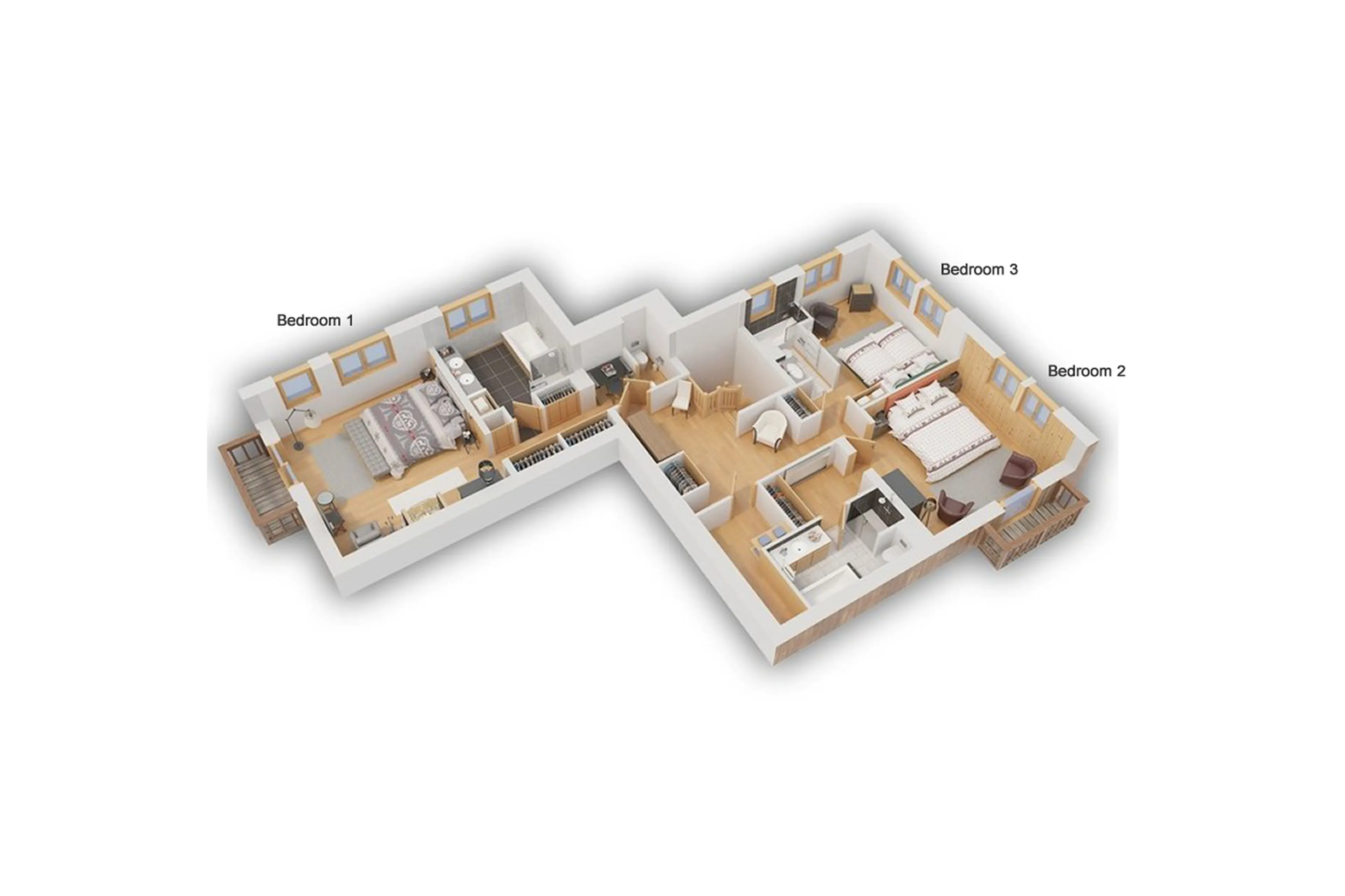 Level 2 floor plan of Chalet Beaumont in Courchevel 1650