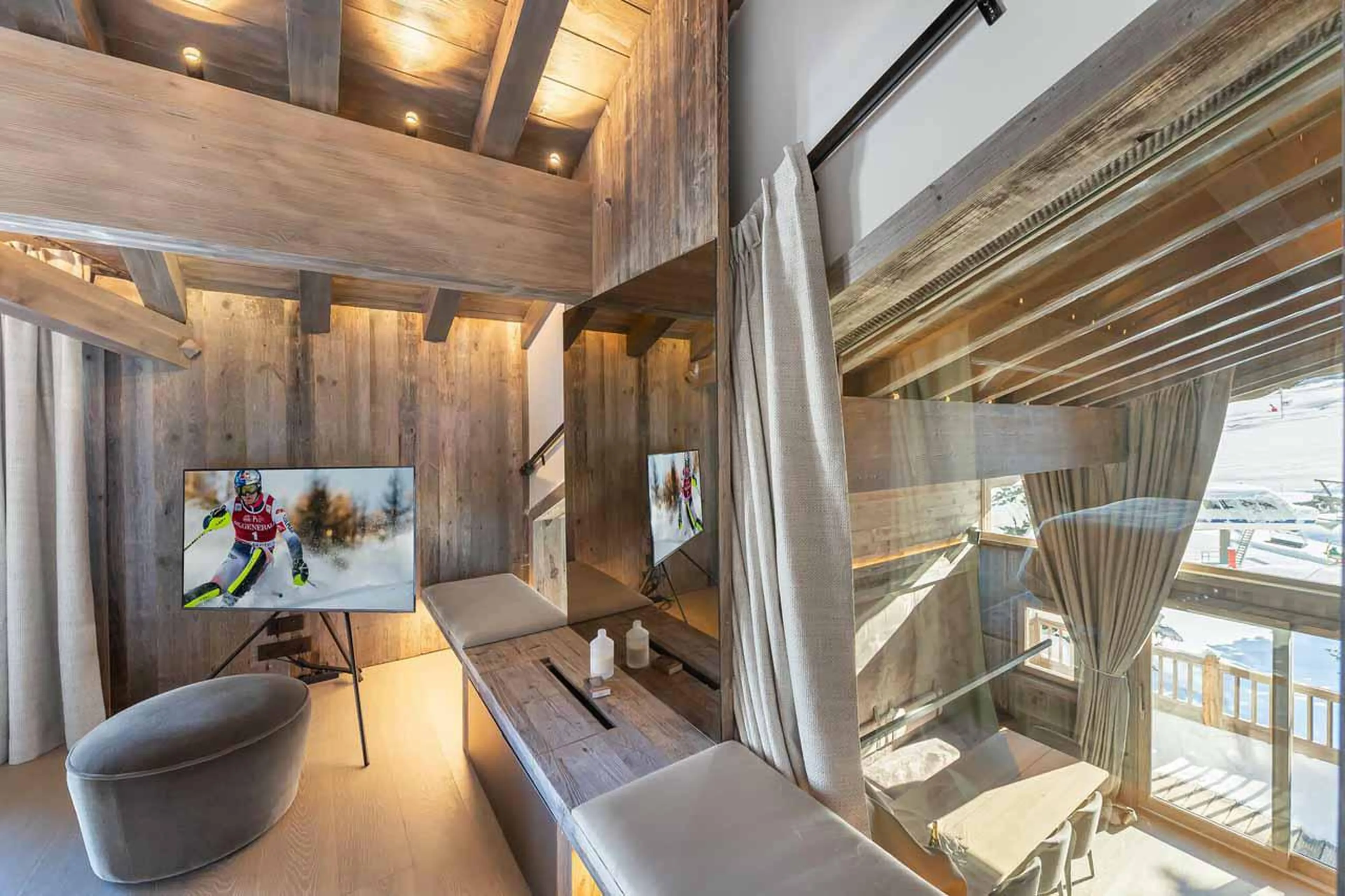 View over living room at Chalet Bellarossa in Courchevel 1850