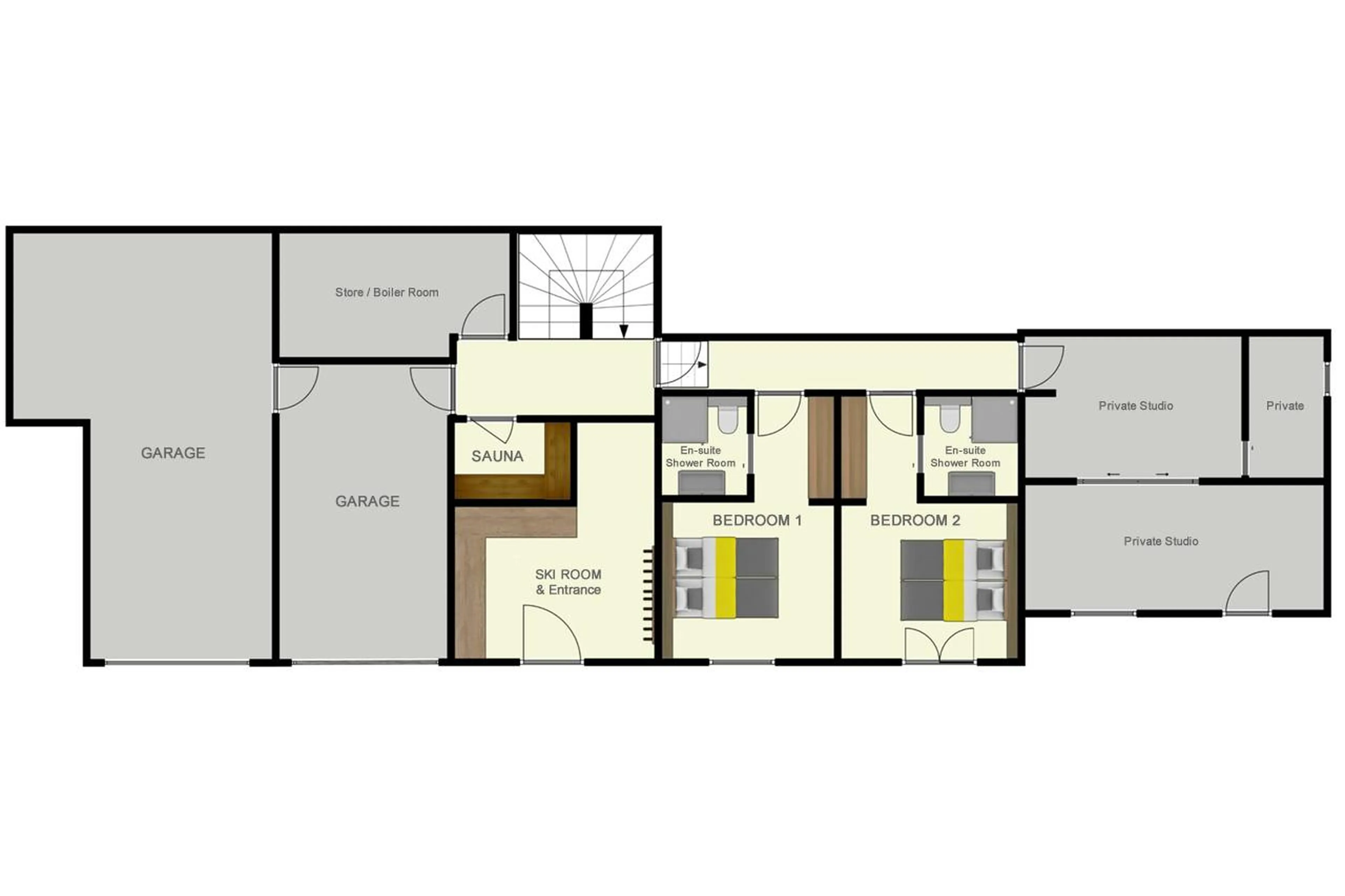 Level 0 floor plans of Chalet Bergeronnette in Meribel