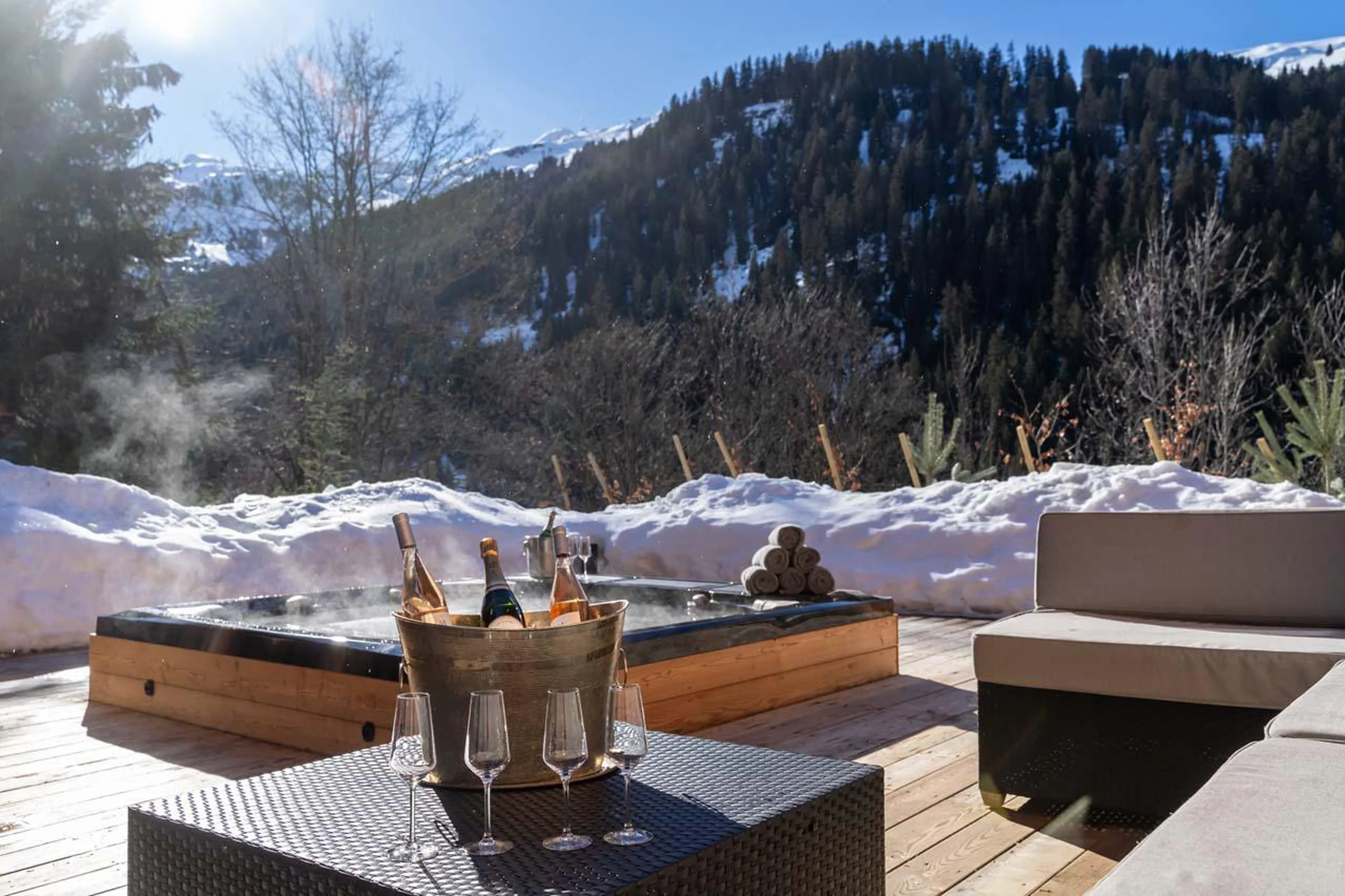 Outdoor hot tub at Chalet Berlioz in Meribel