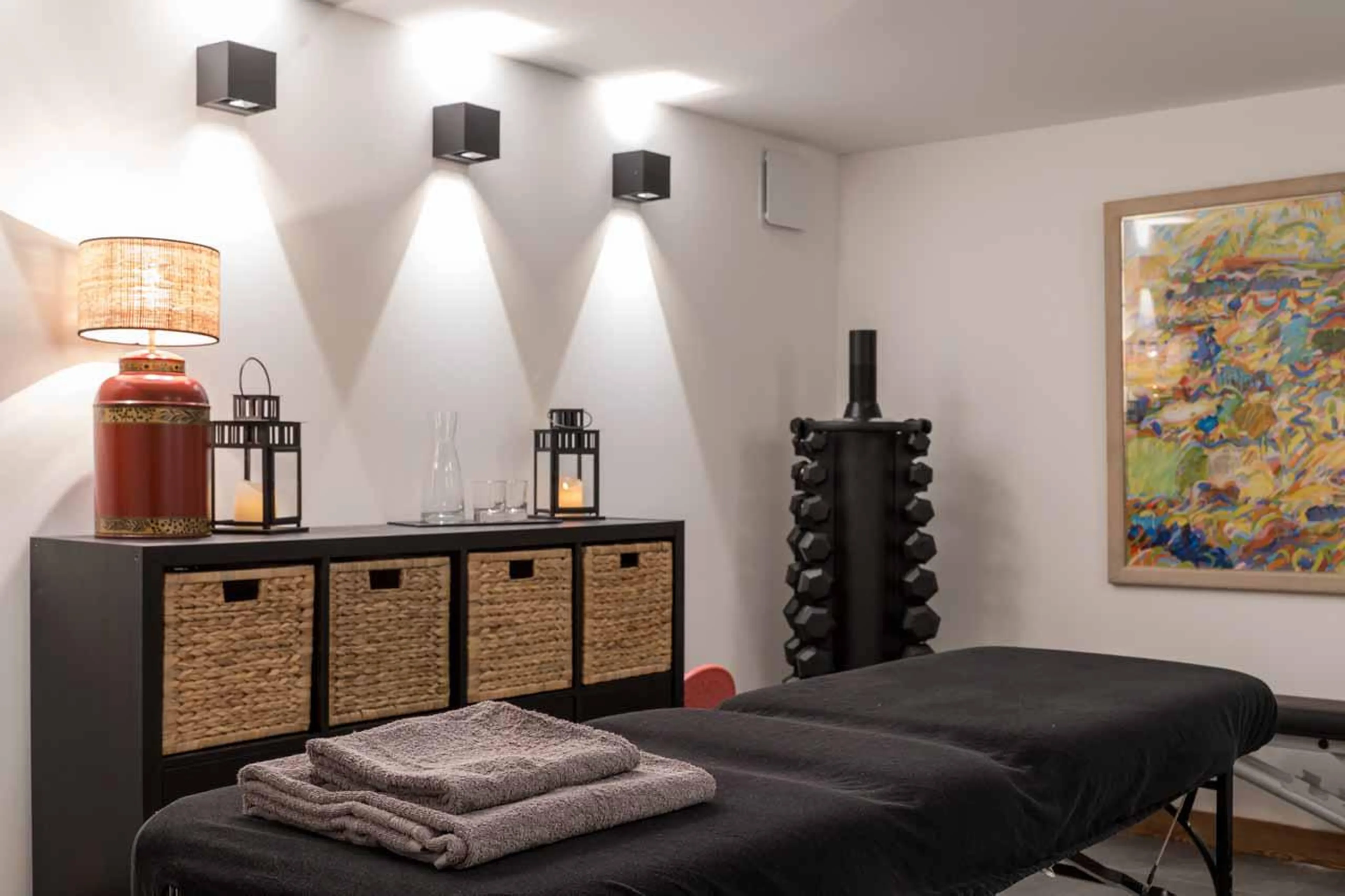 Stretching, gym and massage area at Chalet Berlioz in Meribel