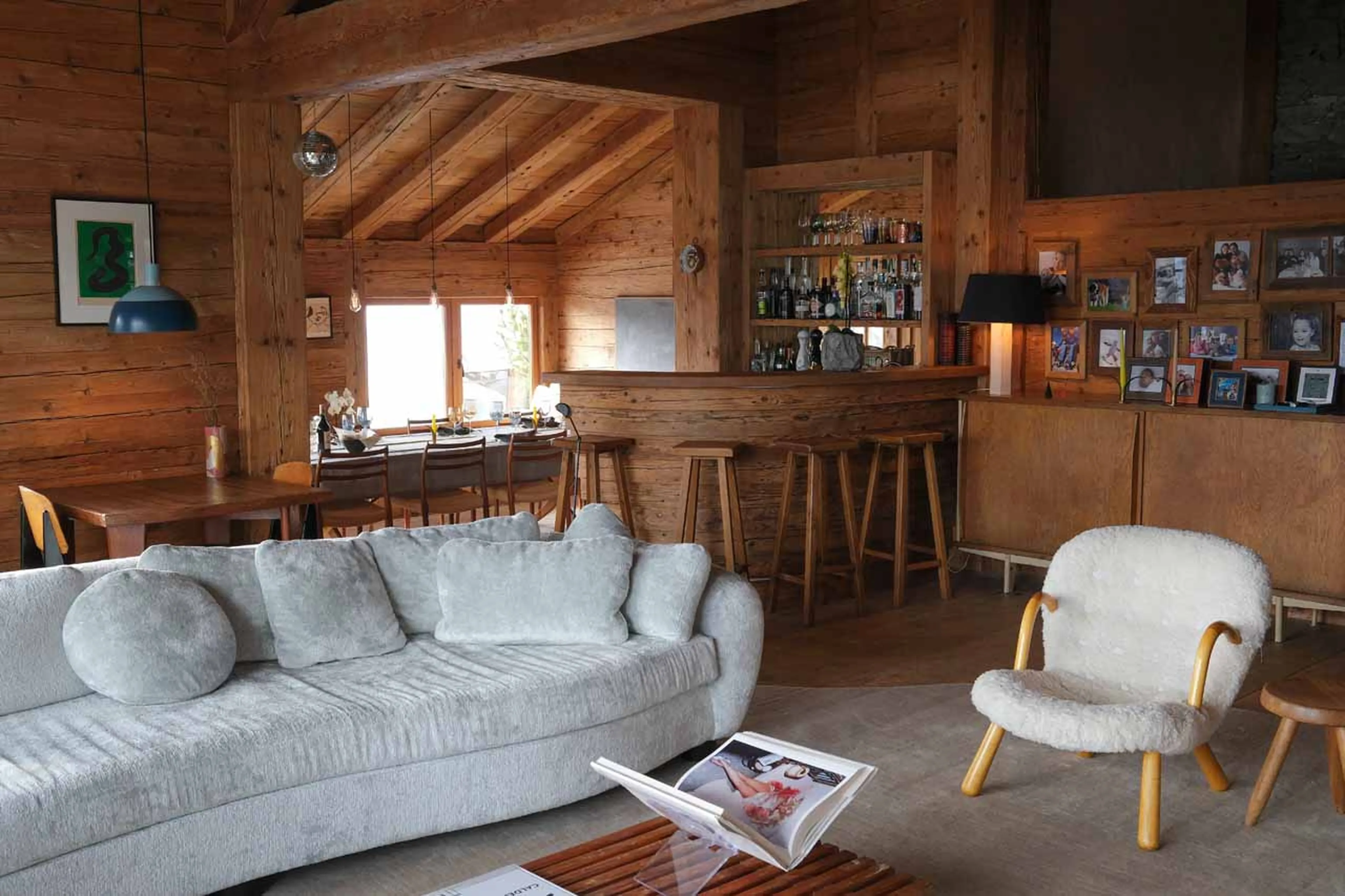 Kitchen and living area at Chalet Bibi in Verbier