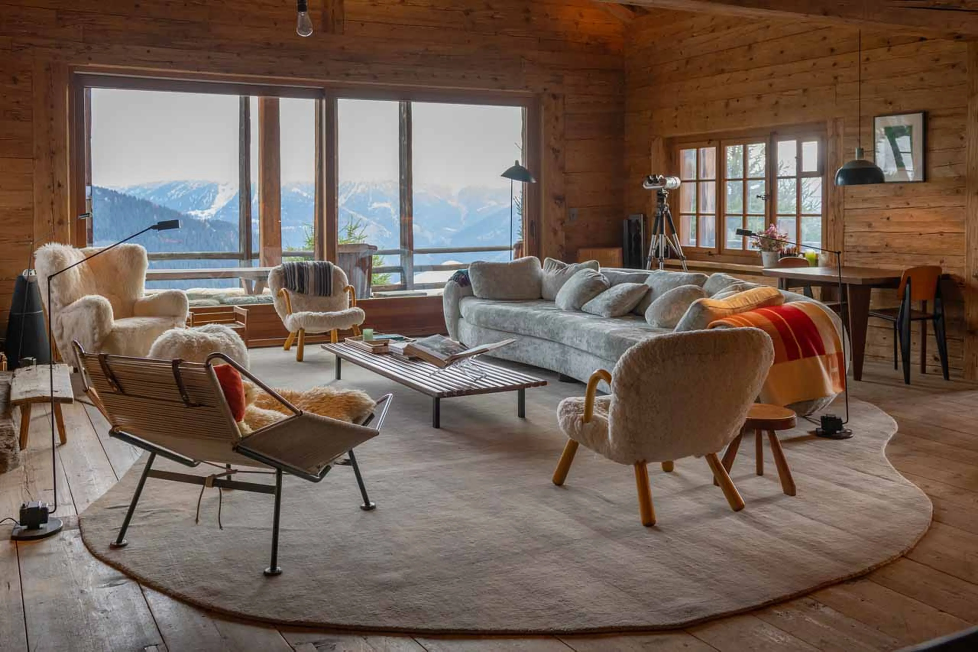 Mountain views from living area of Chalet Bibi in Verbier