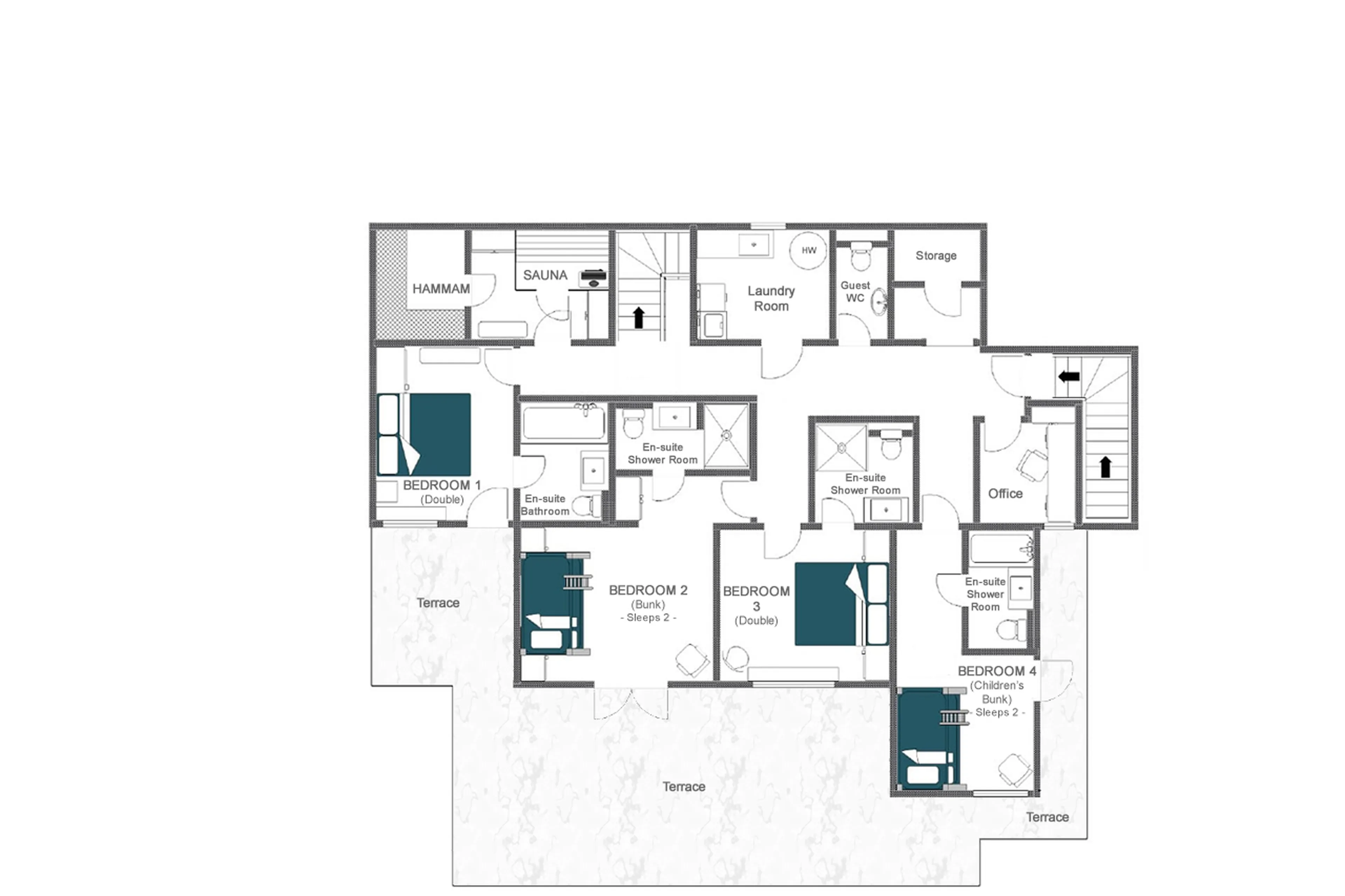 Level 1 floor plan of Chalet Bibi in Verbier