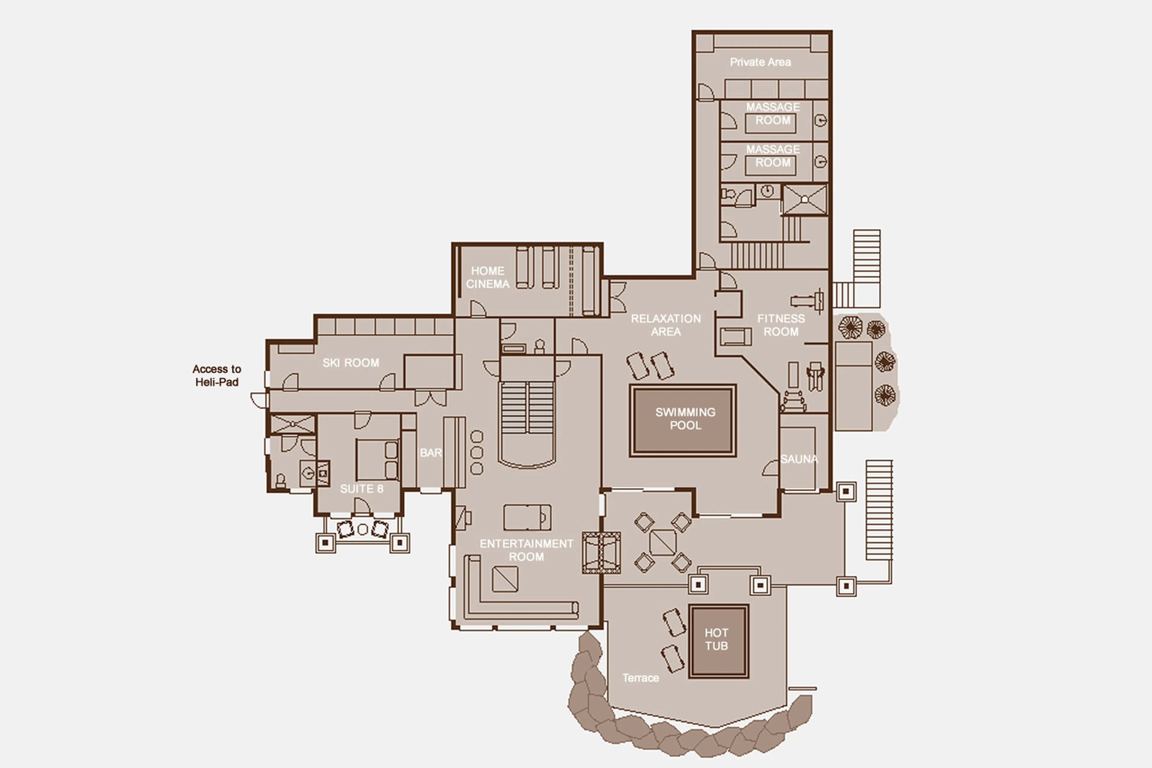 Level -1 floor plan of Chalet Bighorn in Revelstoke