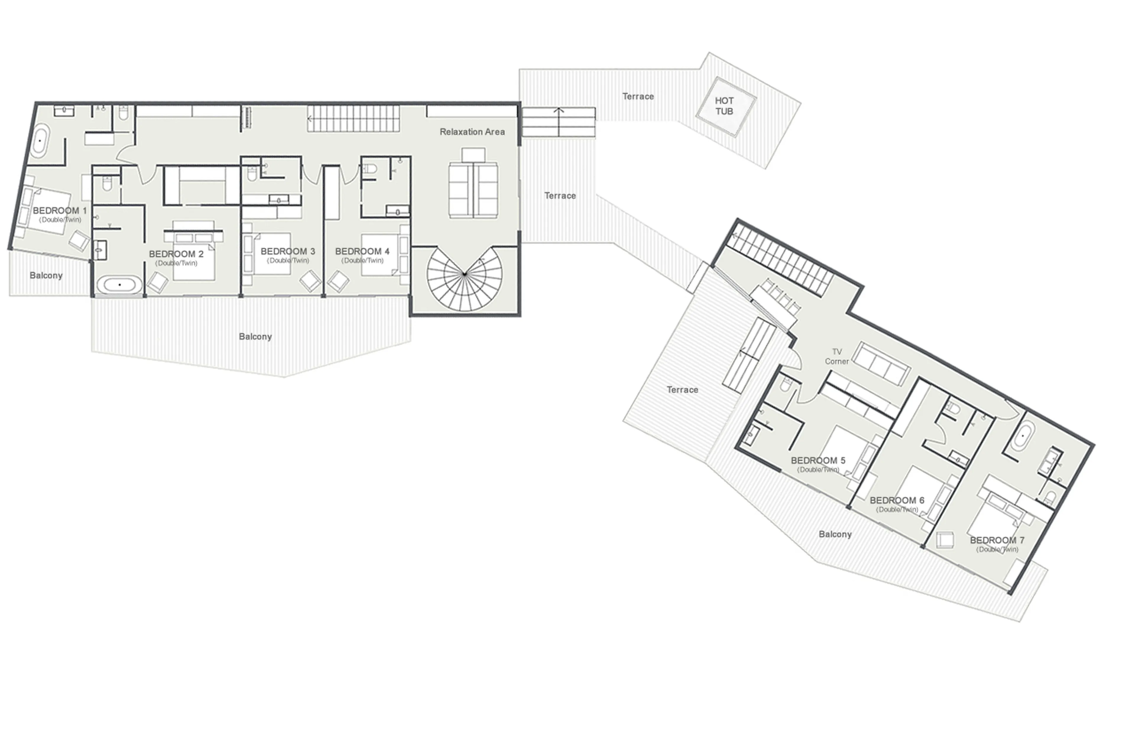 Level 1 floor plan of Chalet Bisou in Morzine