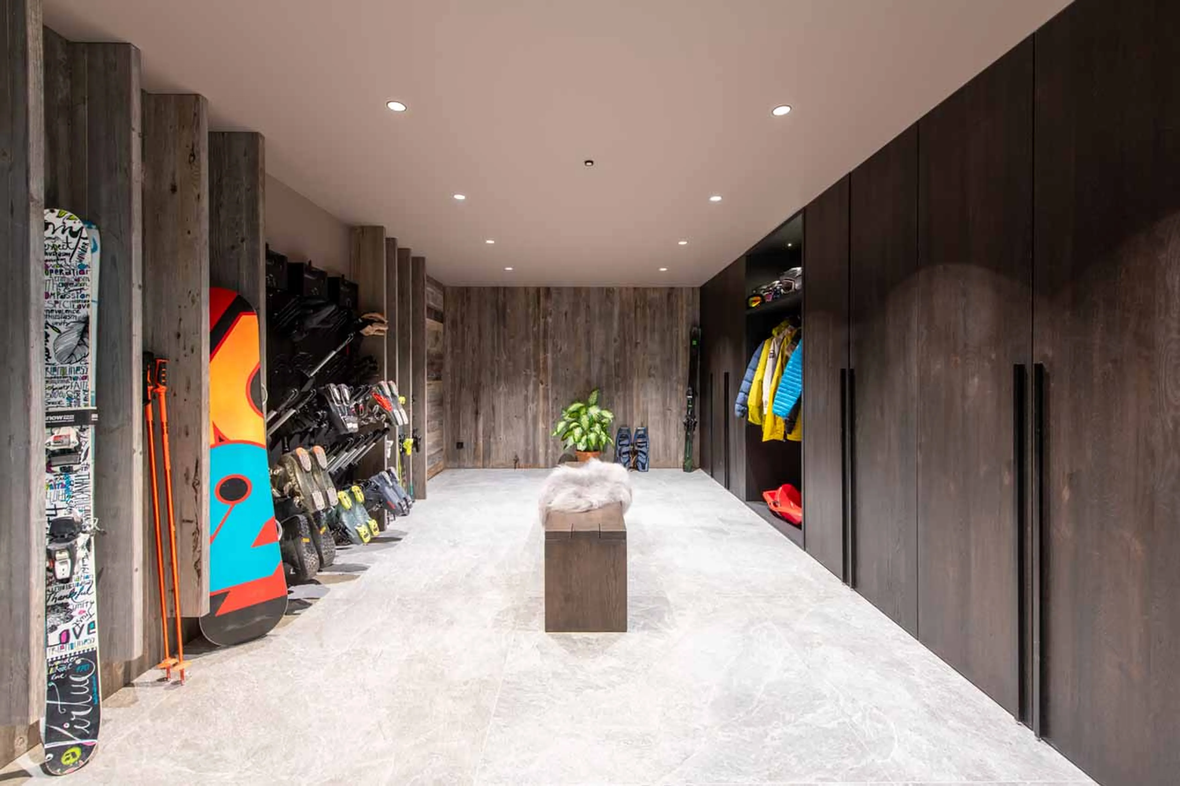 Ski room at Chalet Bisou in Morzine
