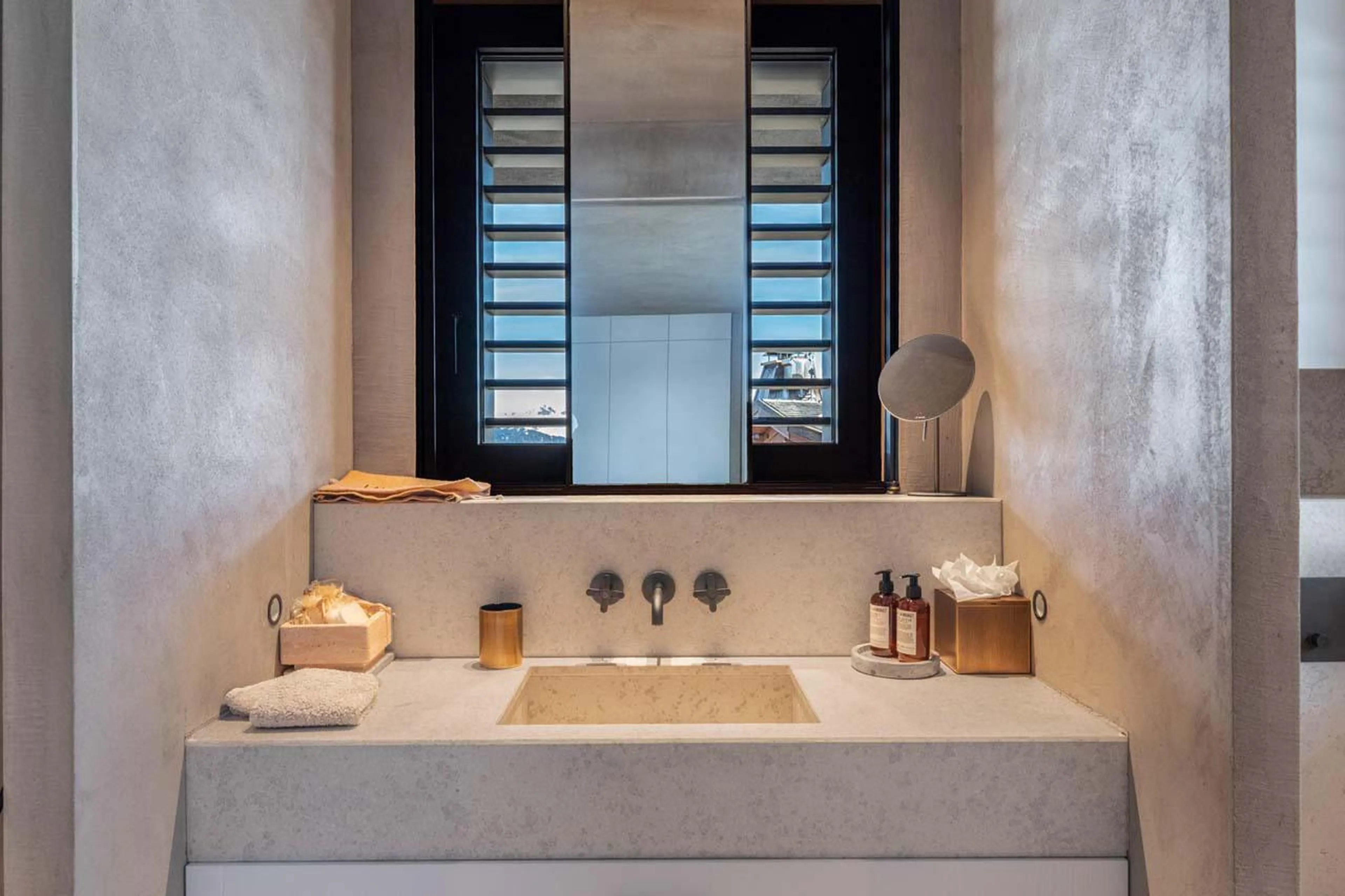 En-suite shower room at Chalet Black Lodge in Courchevel 1850