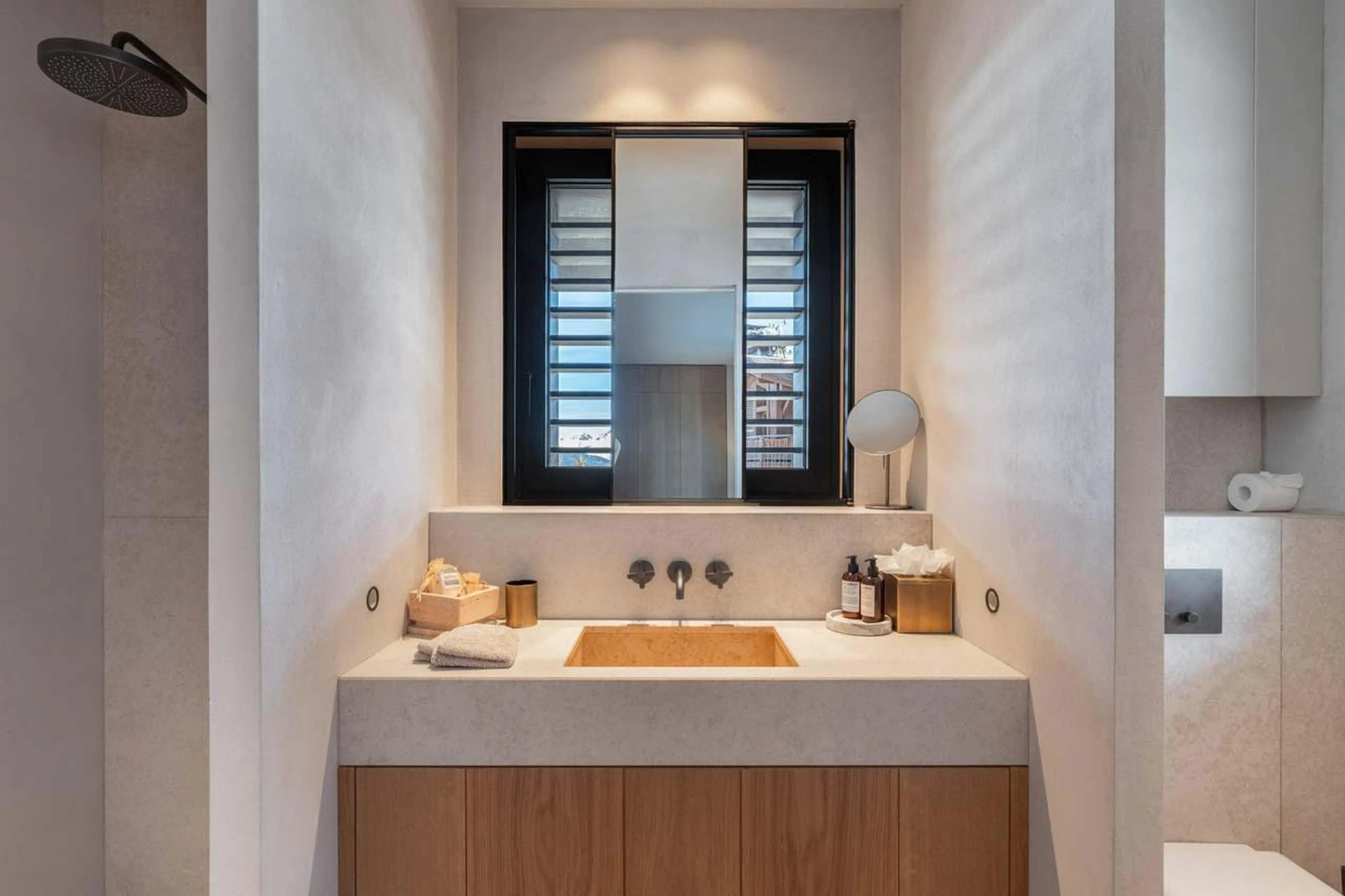 En-suite shower room at Chalet Black Lodge in Courchevel 1850