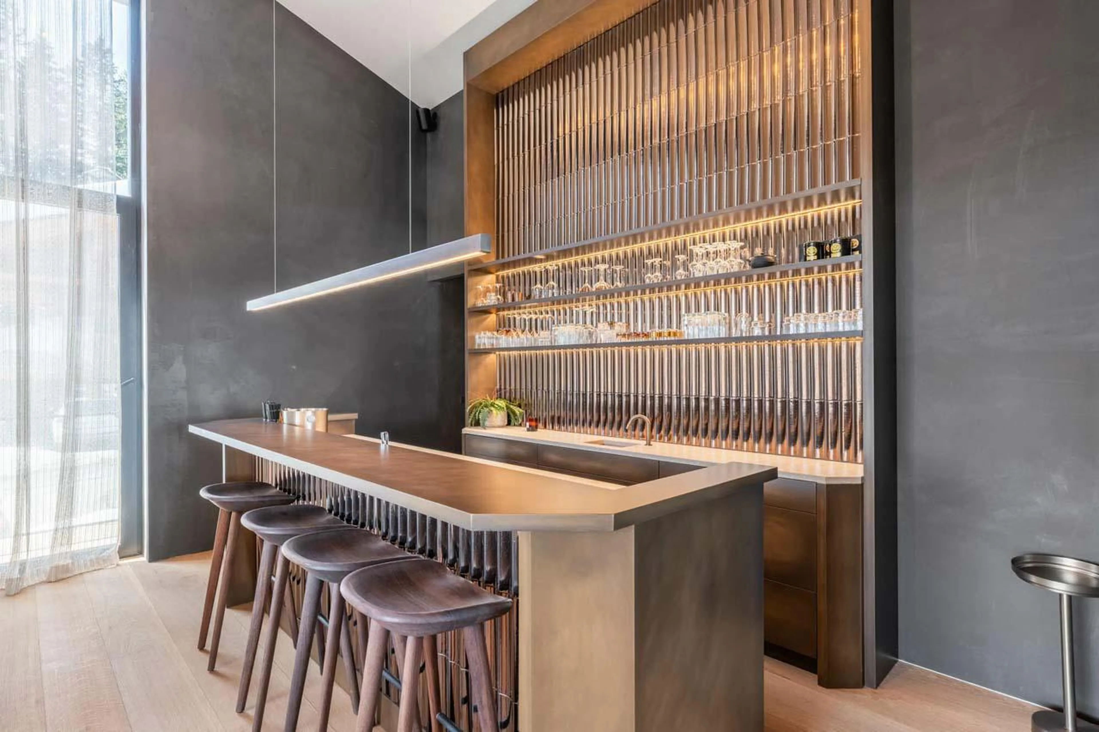 Modern bar at Chalet Black Lodge in Courchevel 1850