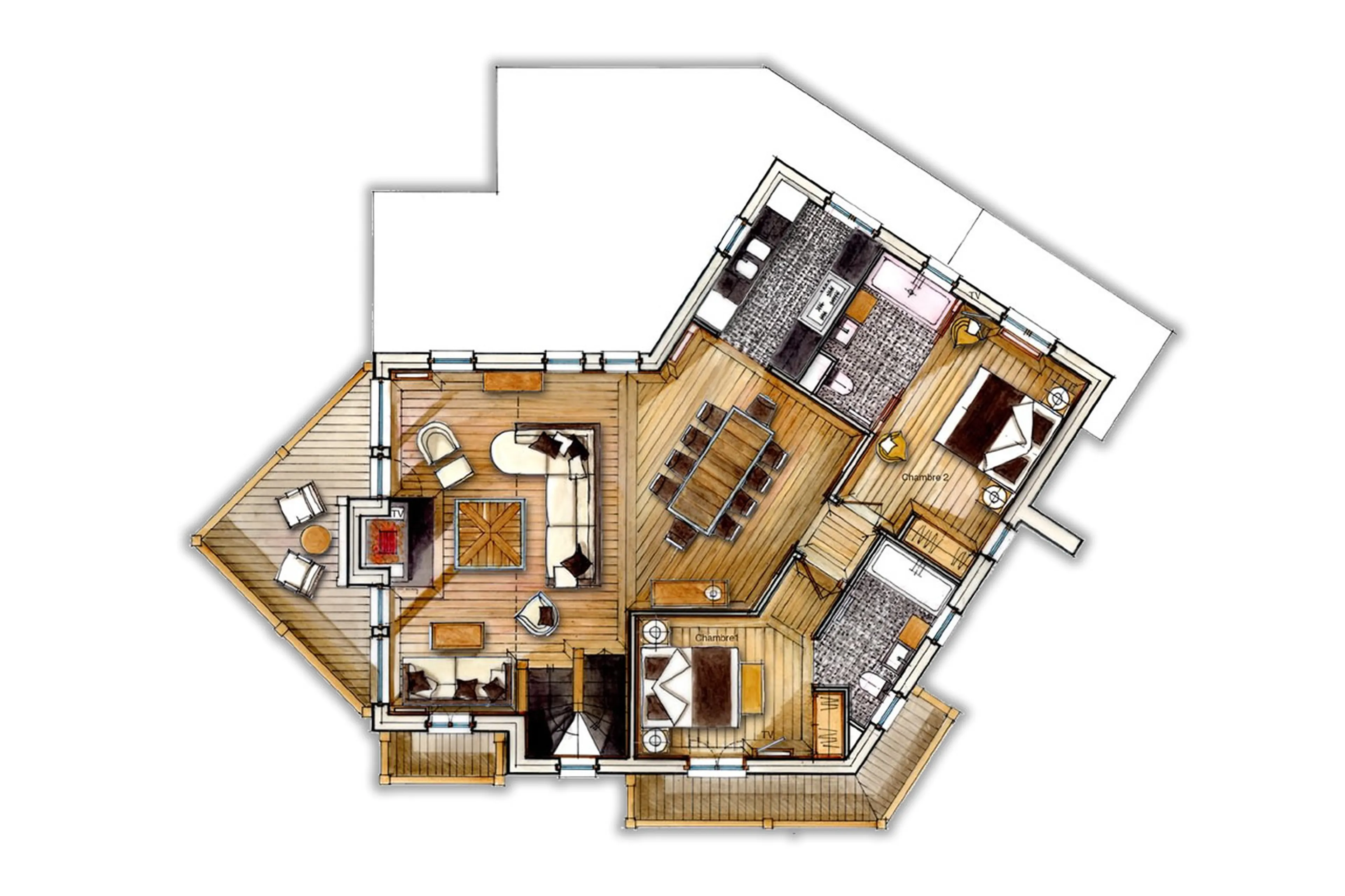 Level 1 floor plan of Chalet Black Pearl in Val d’Isere