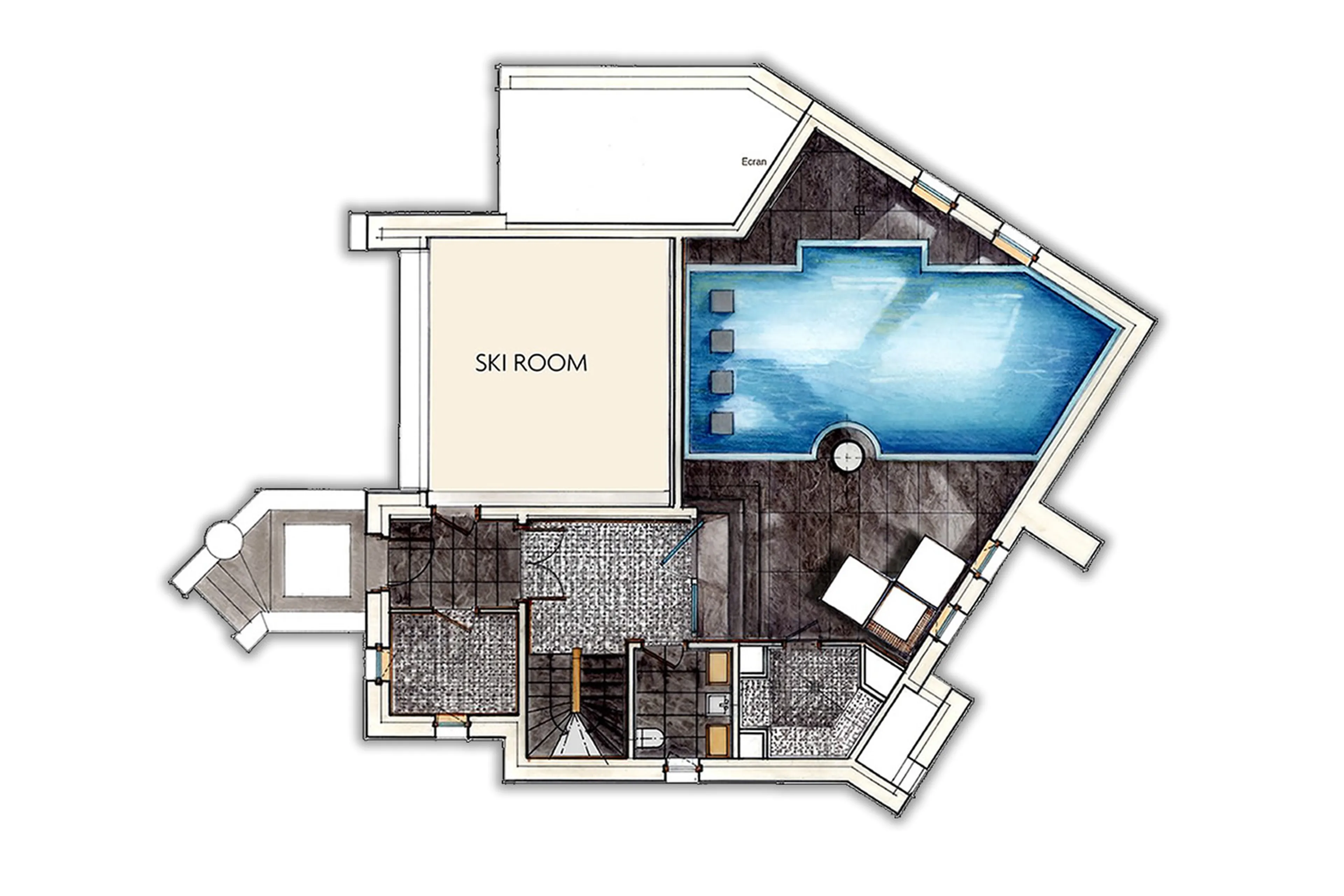 Level 0 floor plan of Chalet Black Pearl in Val d’Isere