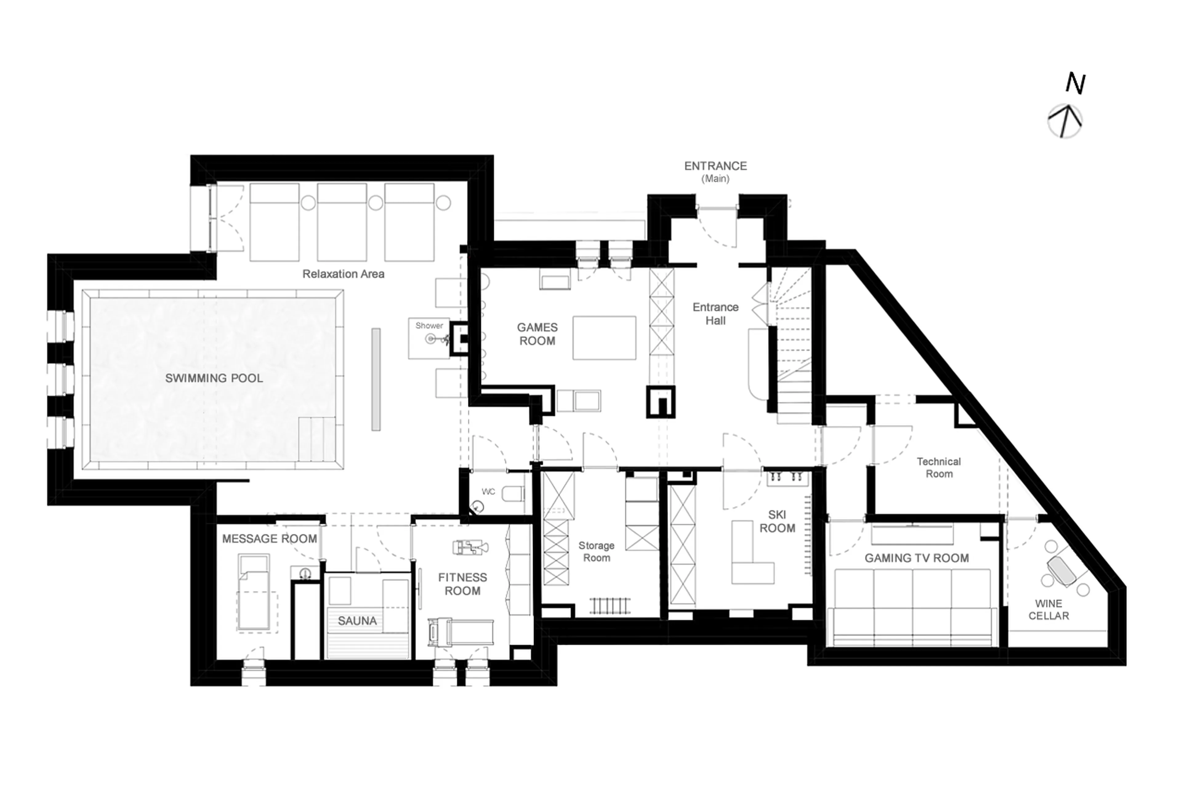 Level 0 floor plan of Chalet Black Peak in Meribel