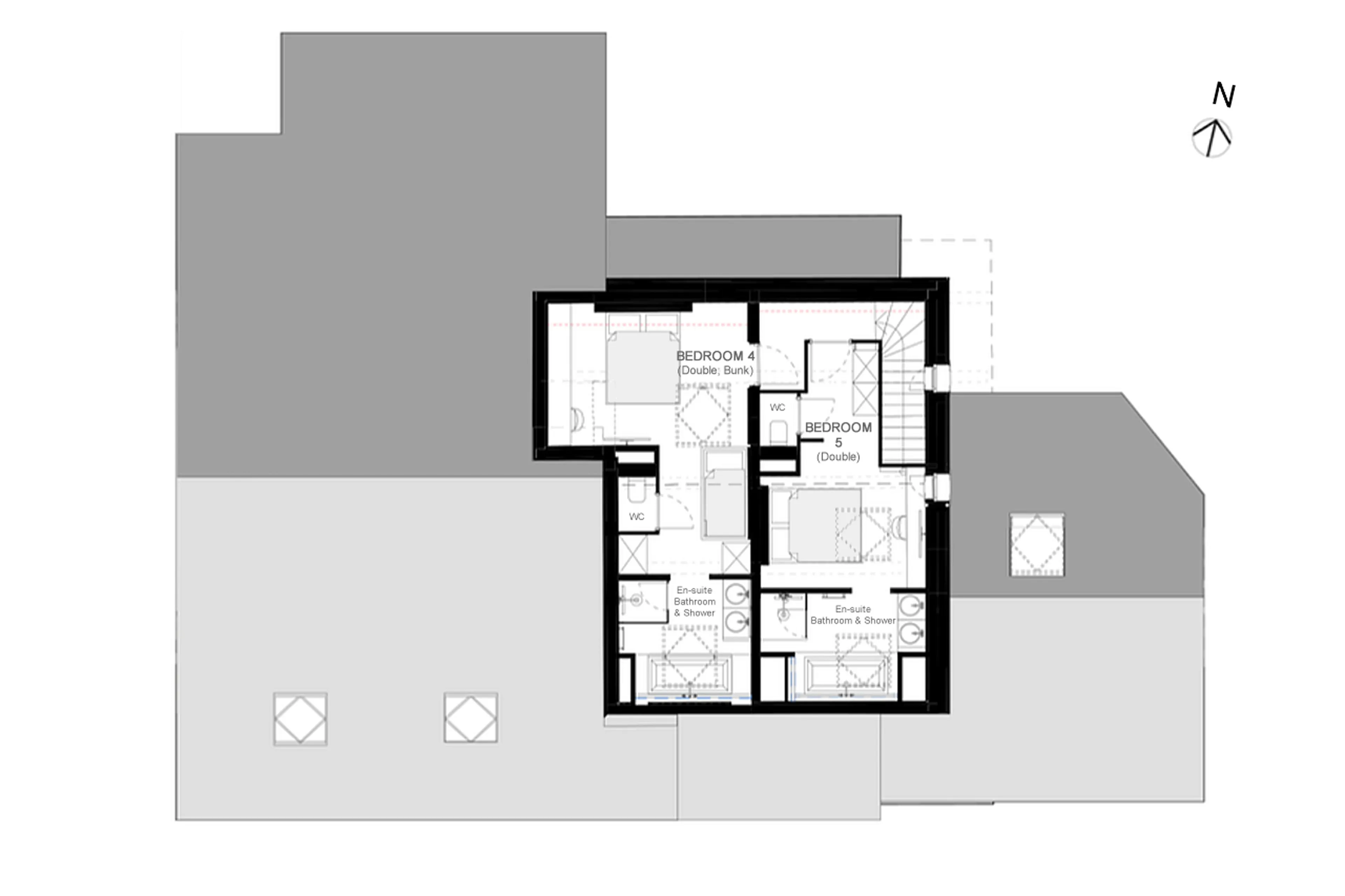 Level 2 floor plan of Chalet Black Peak in Meribel