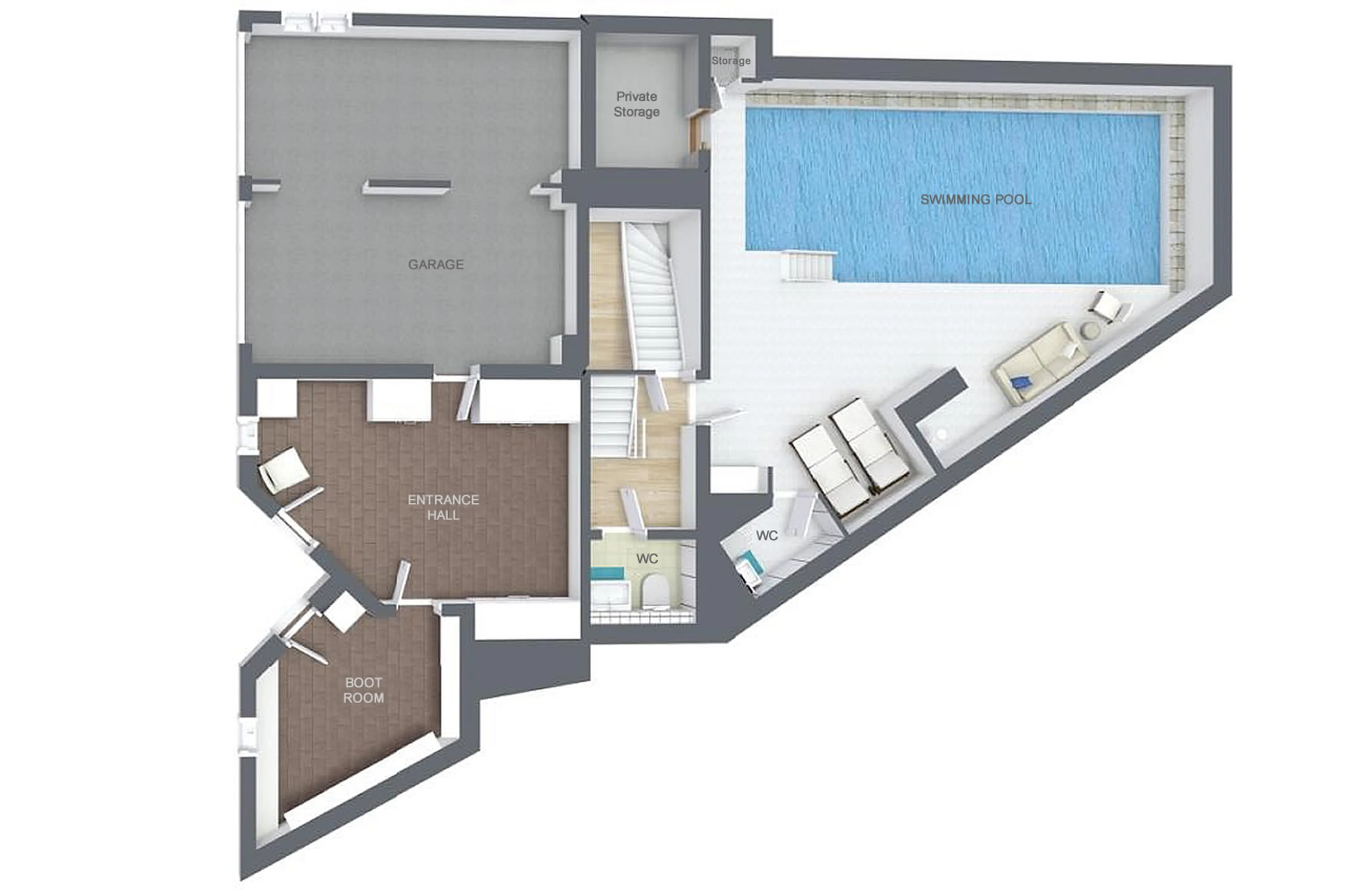 Level 0 floor plan of Chalet Blackcomb in Val d'Isere
