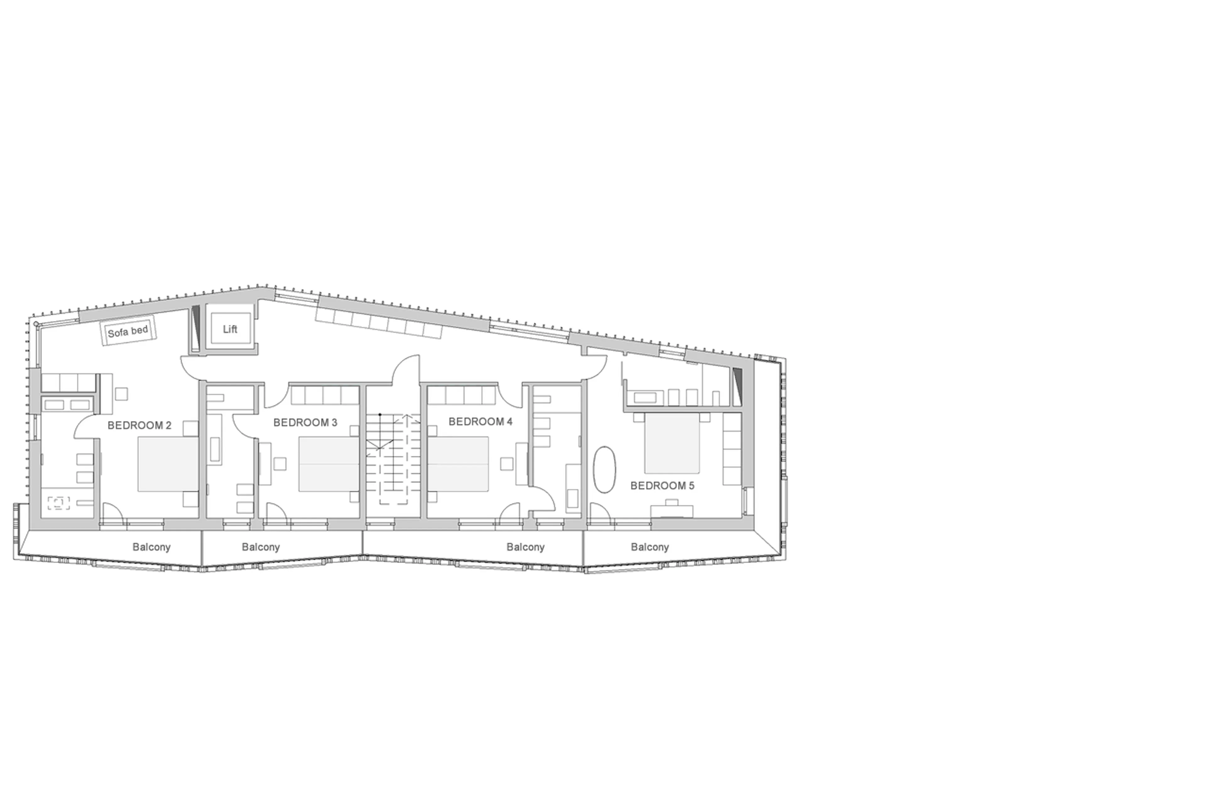 Level 1 floor plan of Chalet Blanc in Cervinia