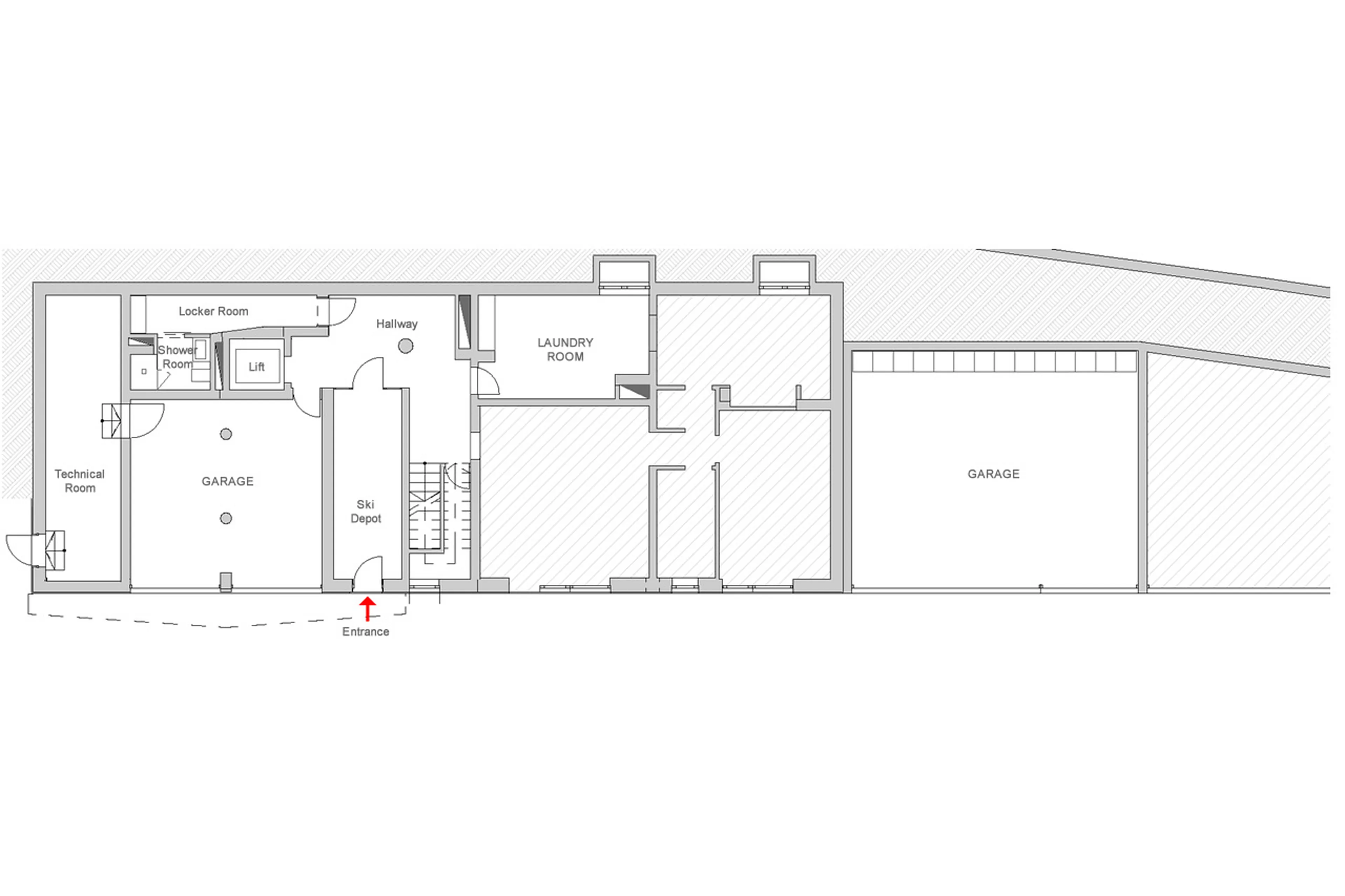 Level -1 floor plan of Chalet Blanc in Cervinia