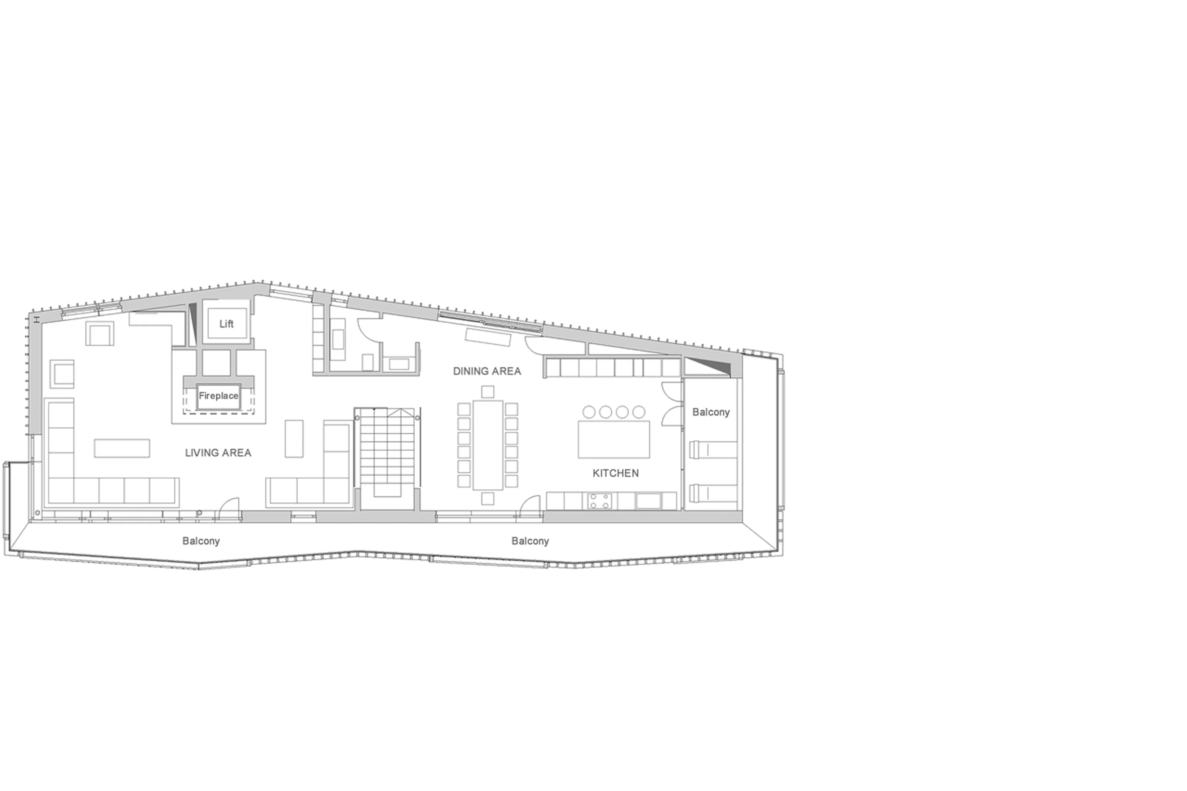 Level 2 floor plan of Chalet Blanc in Cervinia