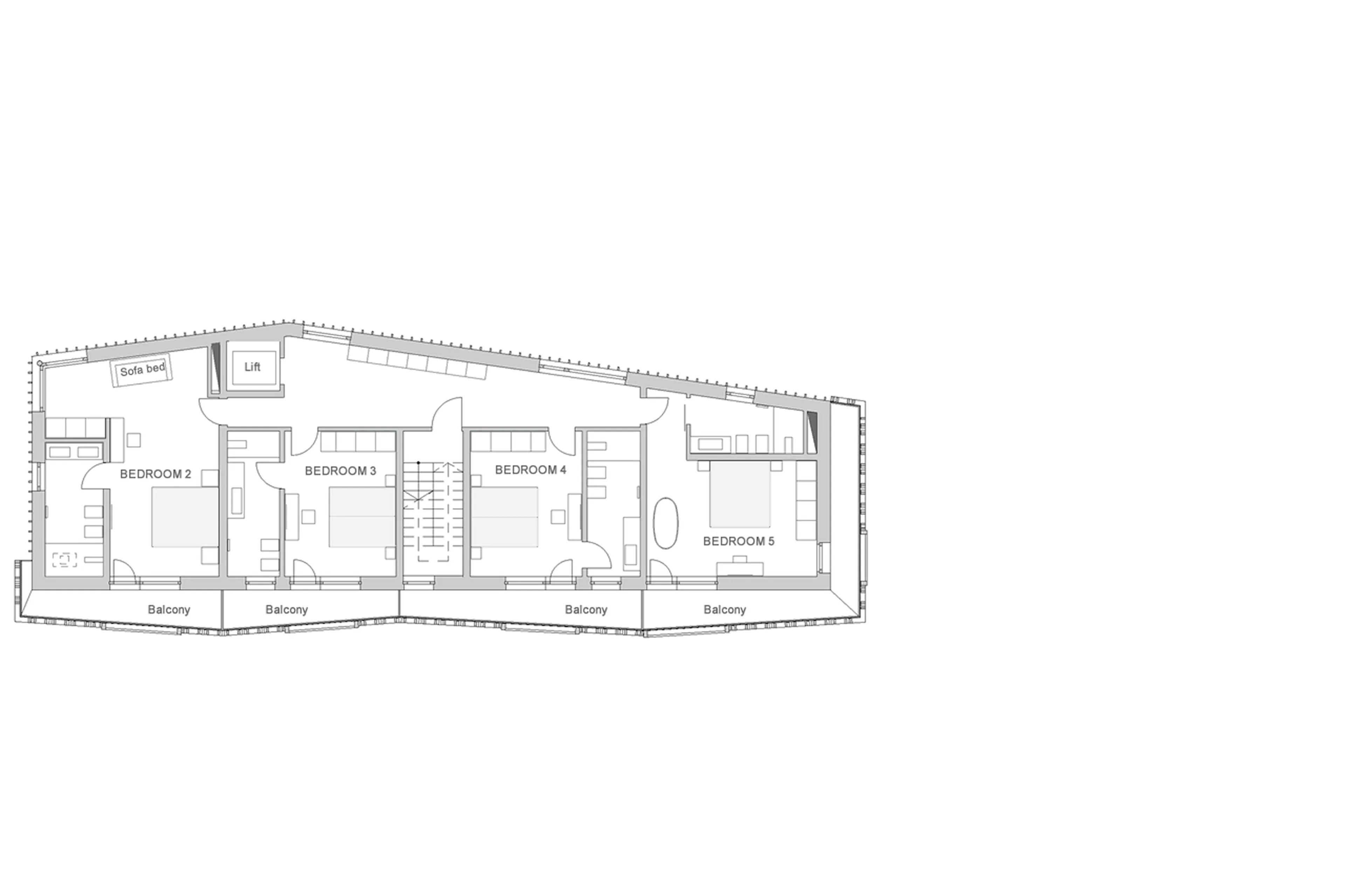 Level 1 floor plan of Chalet Blanc and Petit Blanc in Cervinia