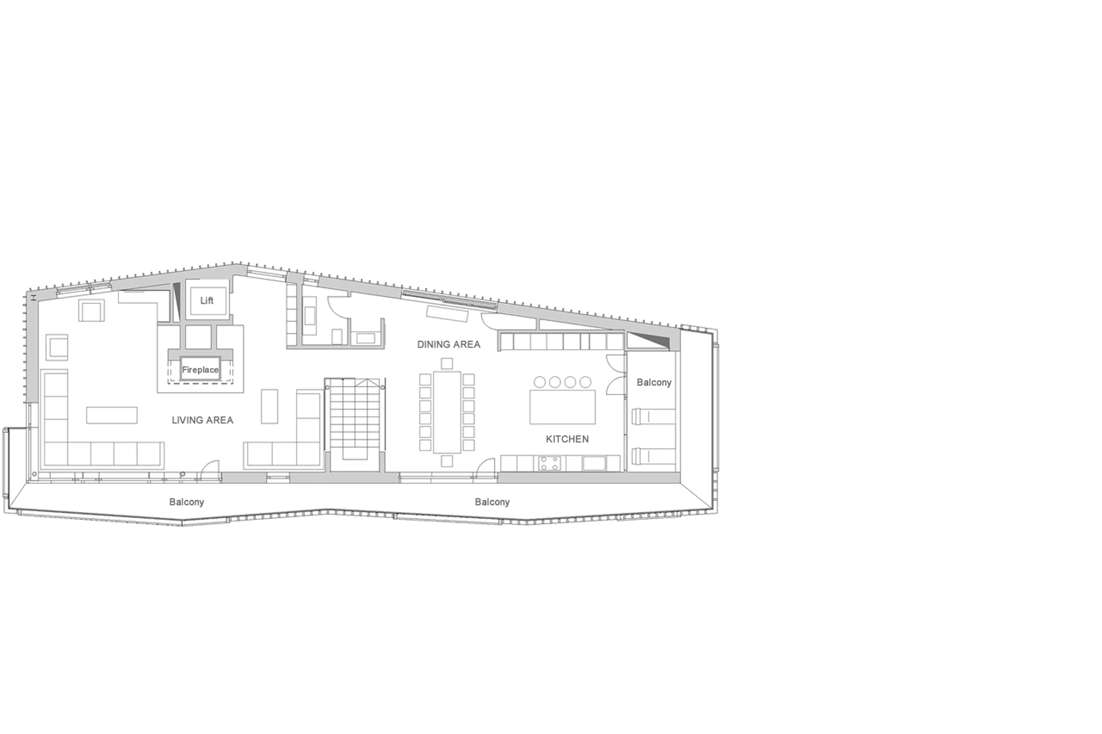 Level 2 floor plan of Chalet Blanc and Petit Blanc in Cervinia