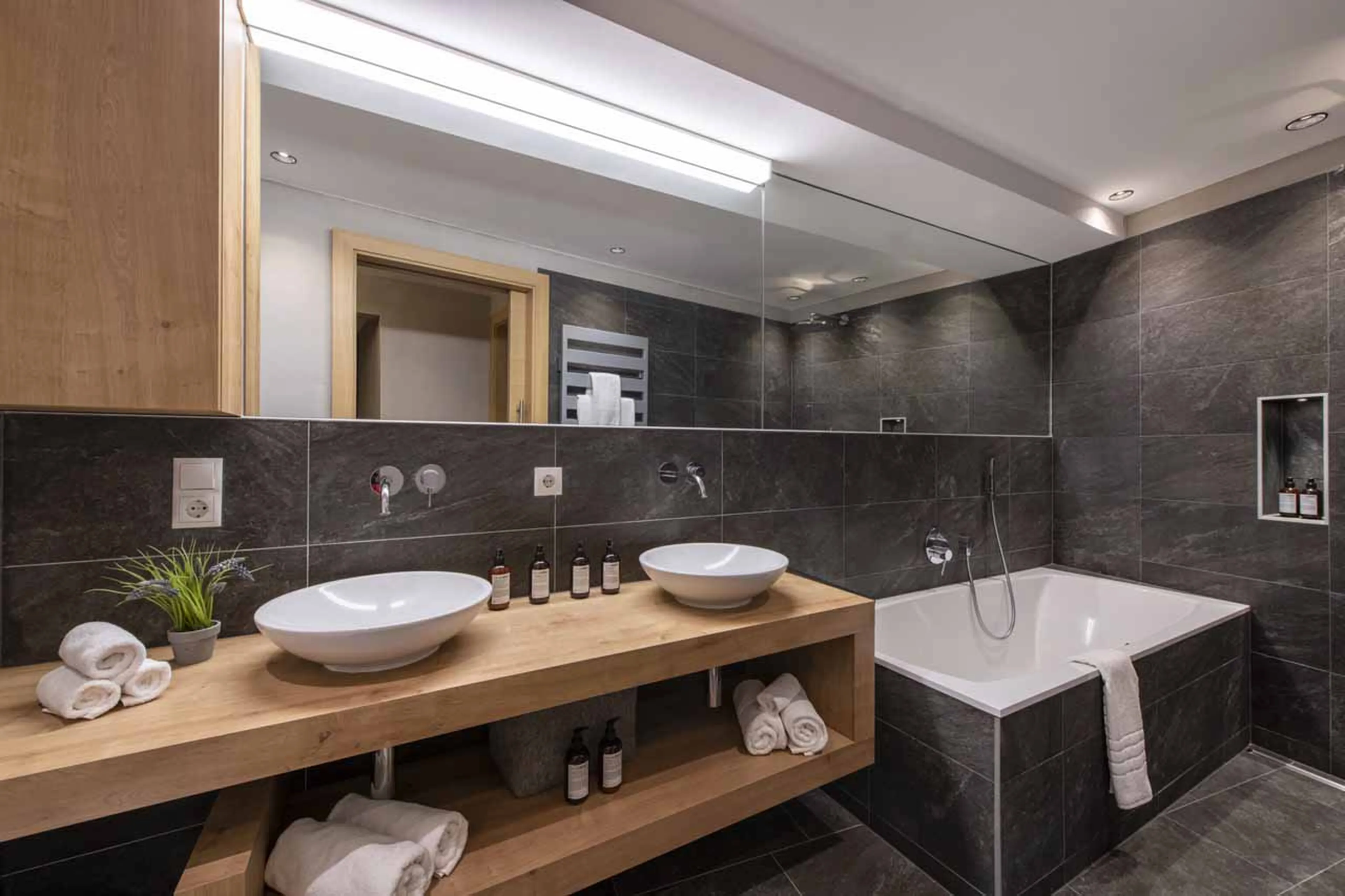 Bathroom one at Chalet Bluebird in St Anton