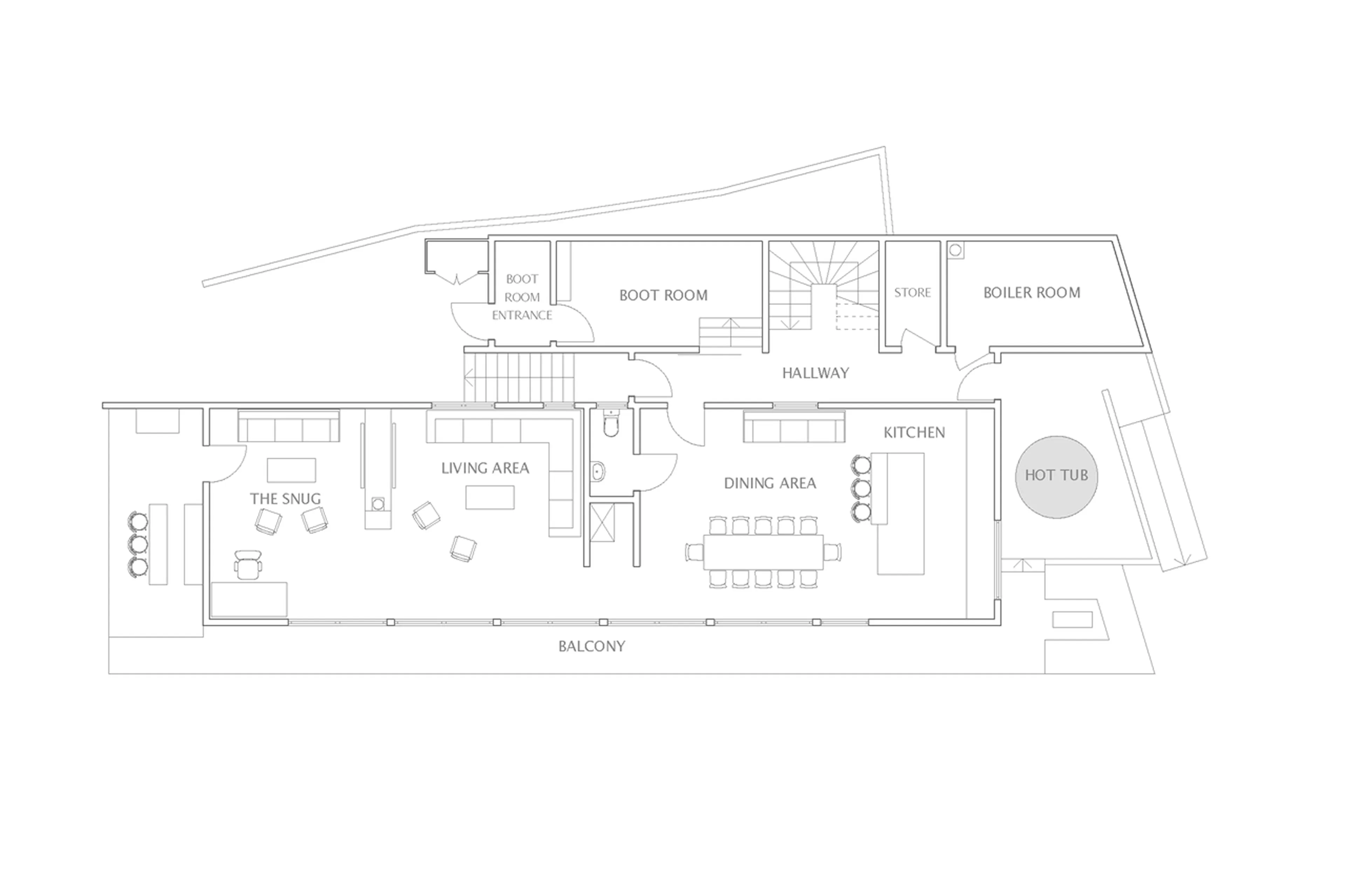 Level 1 floor plan of Chalet Bluebird in St Anton