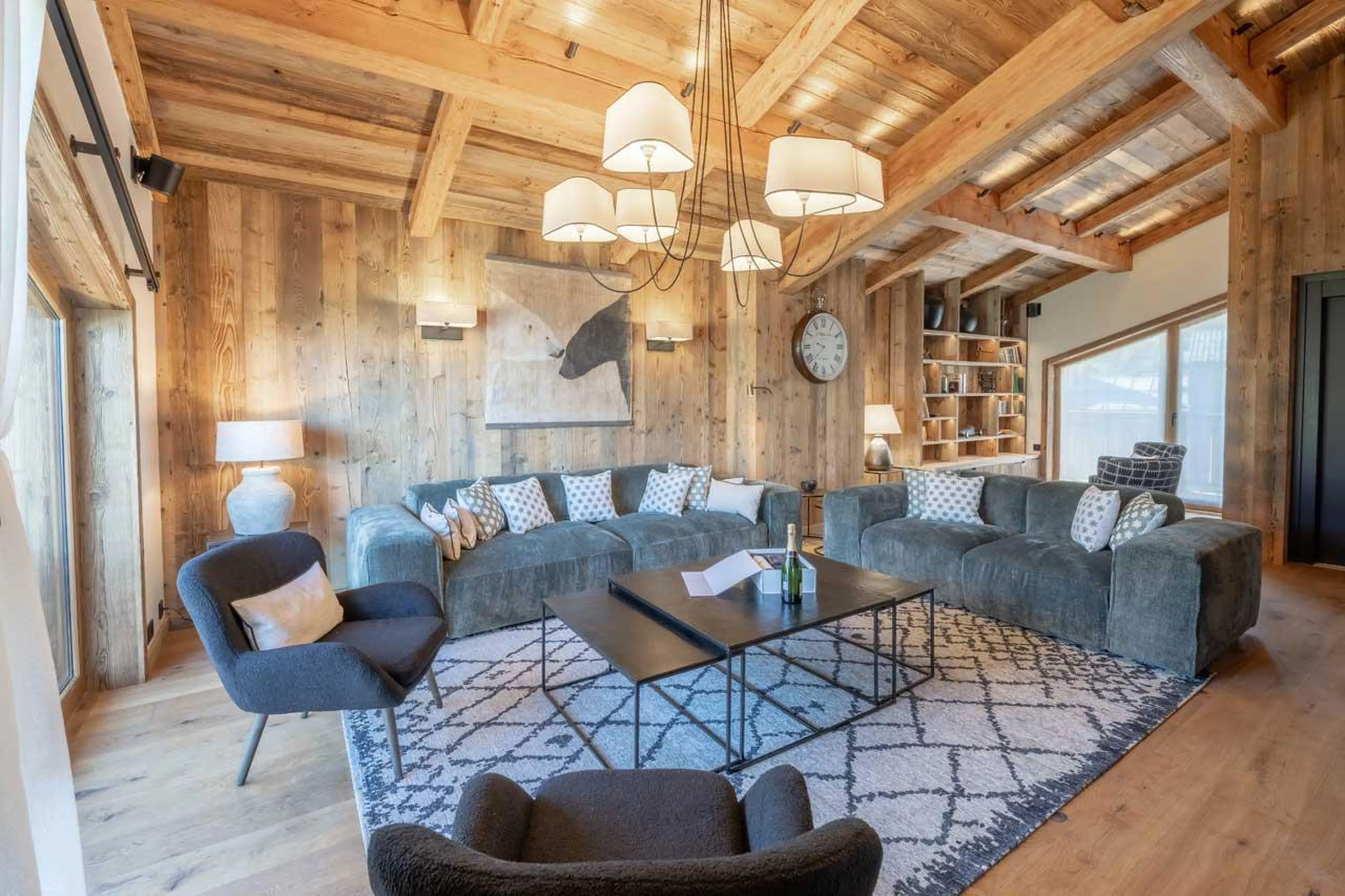 Living room at Chalet Bois de l'Abbaye in Courchevel Le Praz