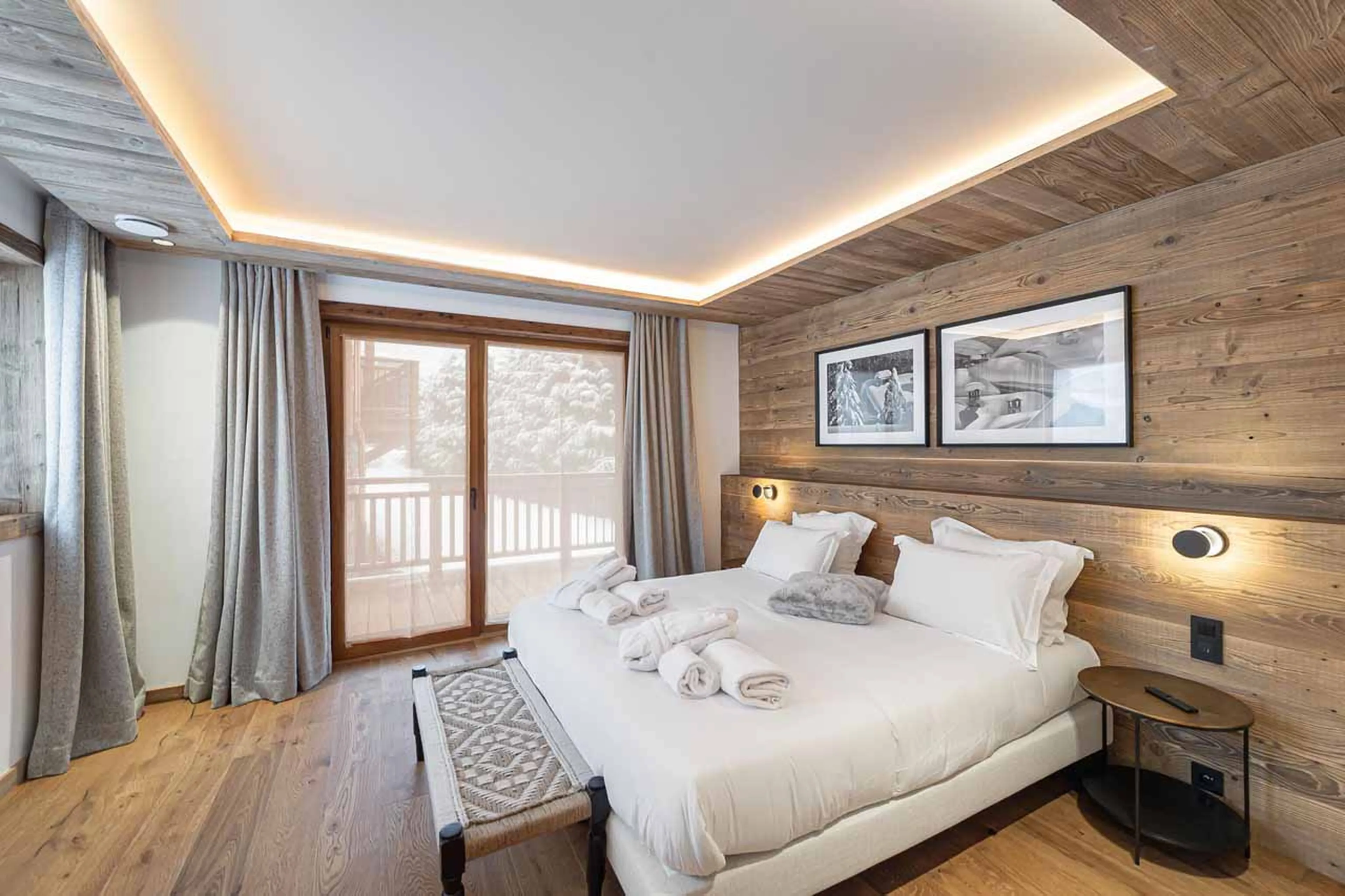 Bedroom one at Chalet Bois du Ban in Courchevel Le Praz